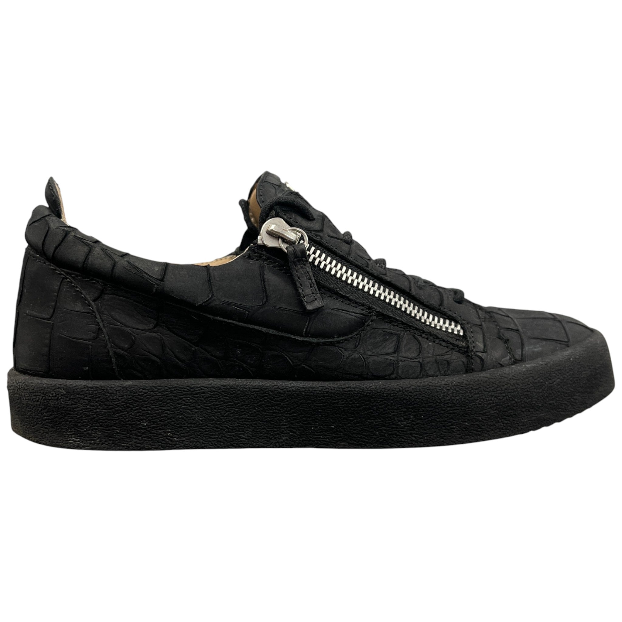 Men's Crocodile-Effect Low Trainers Black Size EU 44 / UK 10