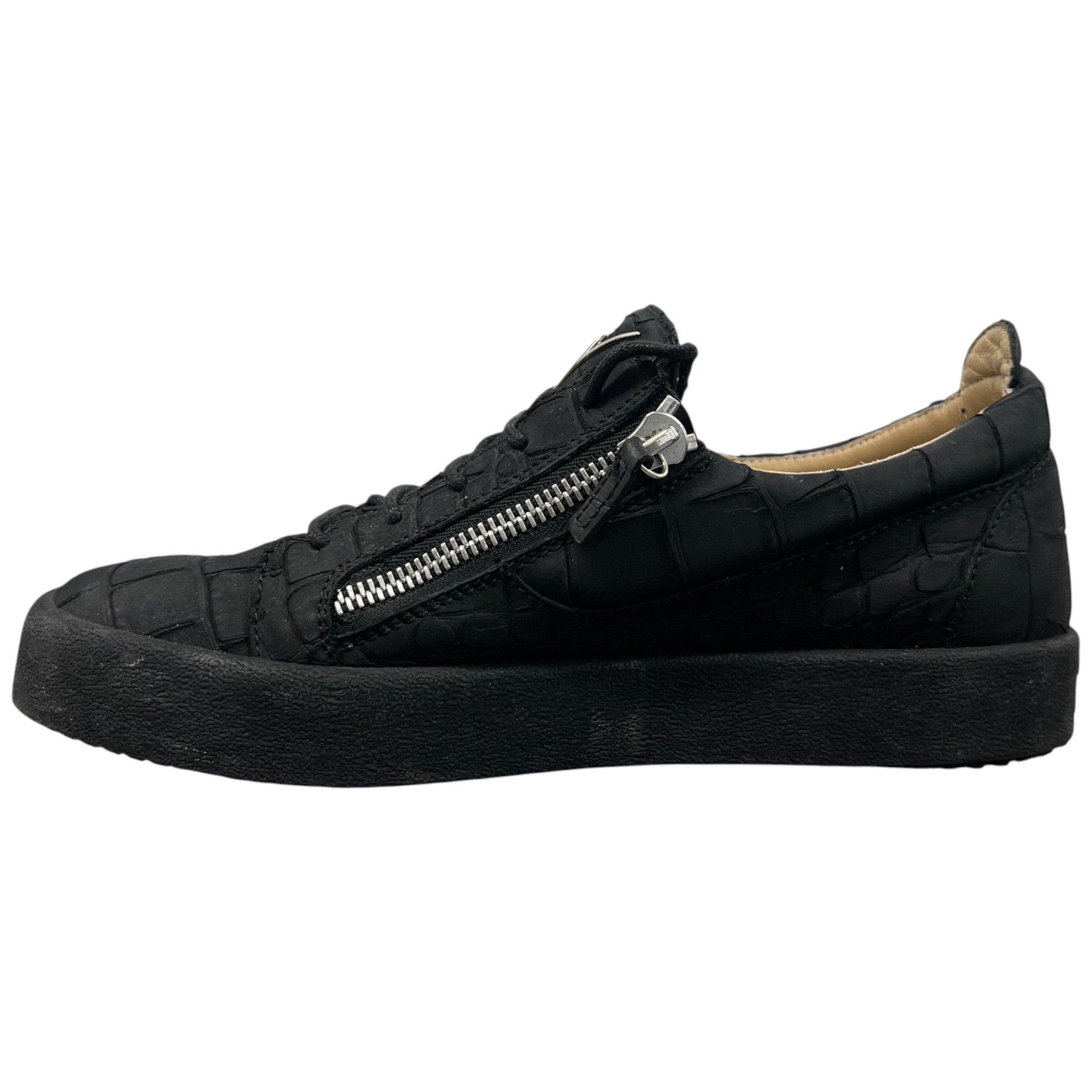 Men's Crocodile-Effect Low Trainers Black Size EU 44 / UK 10