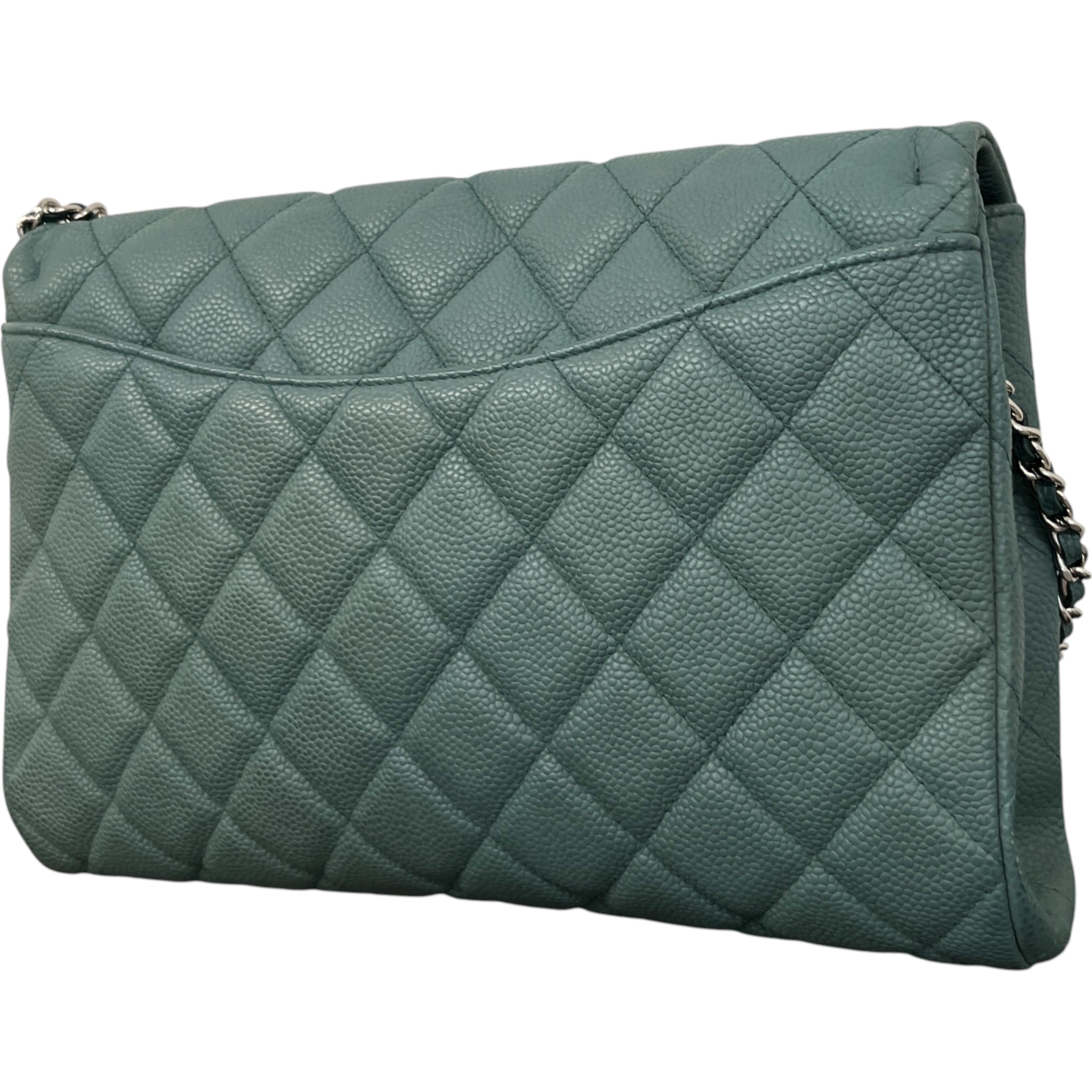 Women's Clutch With Chain Caviar Handbag Green