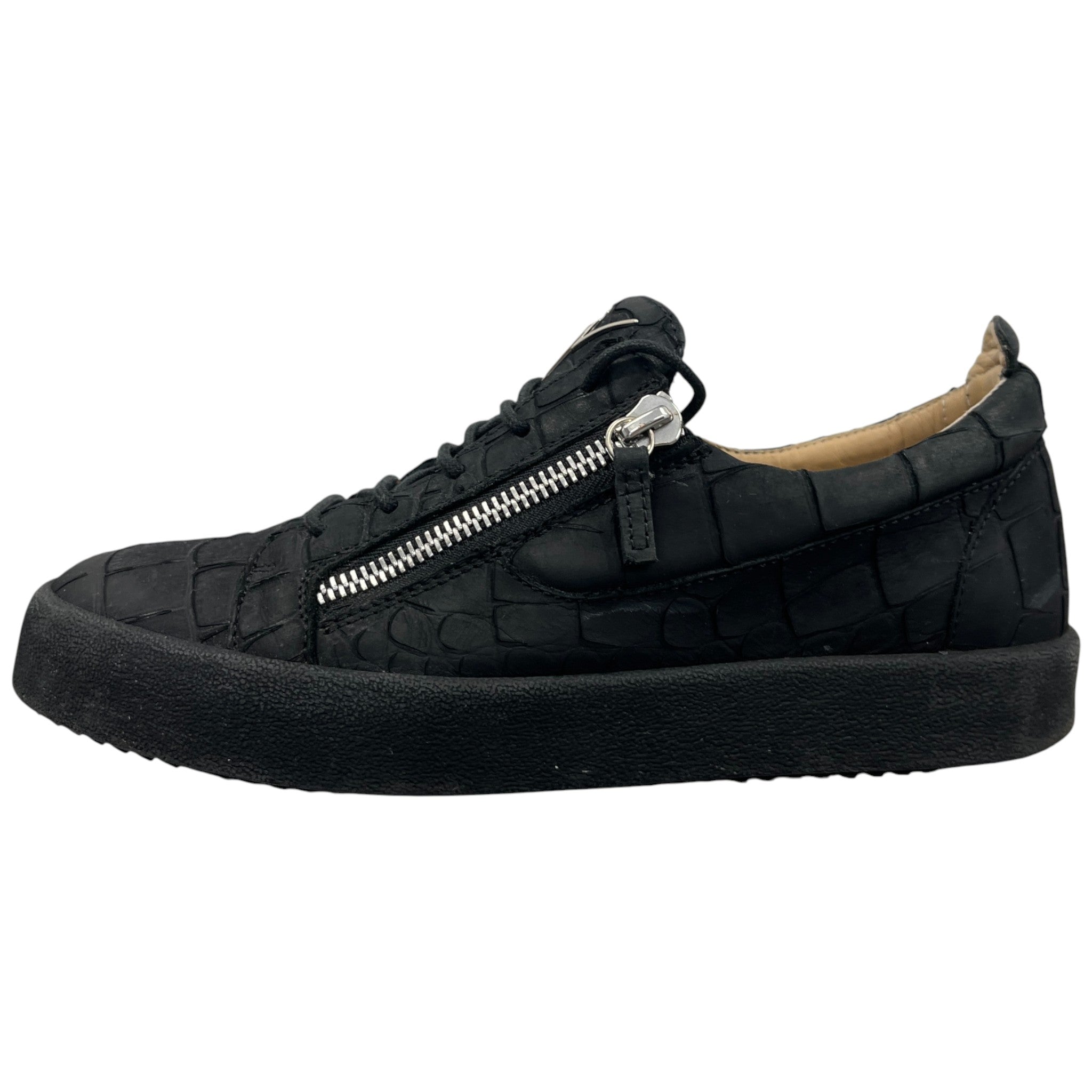 Men's Crocodile-Effect Low Trainers Black Size EU 44 / UK 10