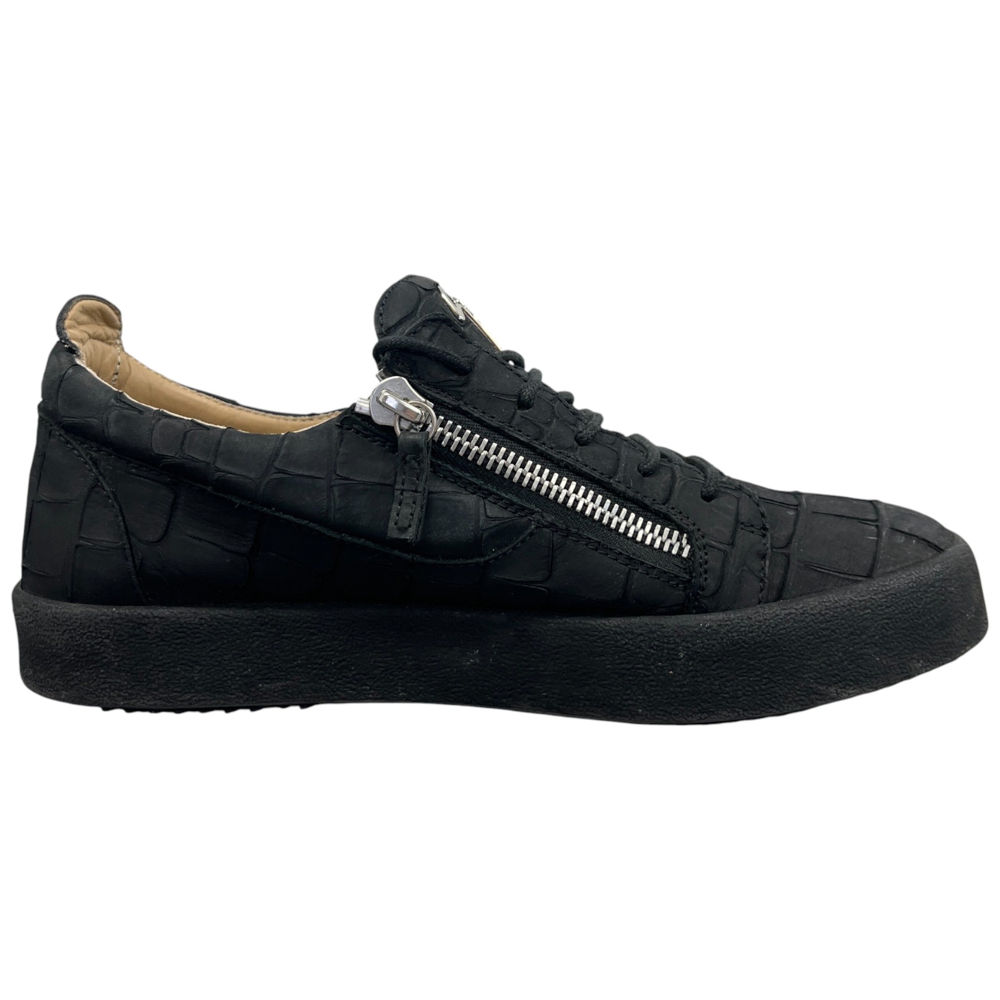 Men's Crocodile-Effect Low Trainers Black Size EU 44 / UK 10