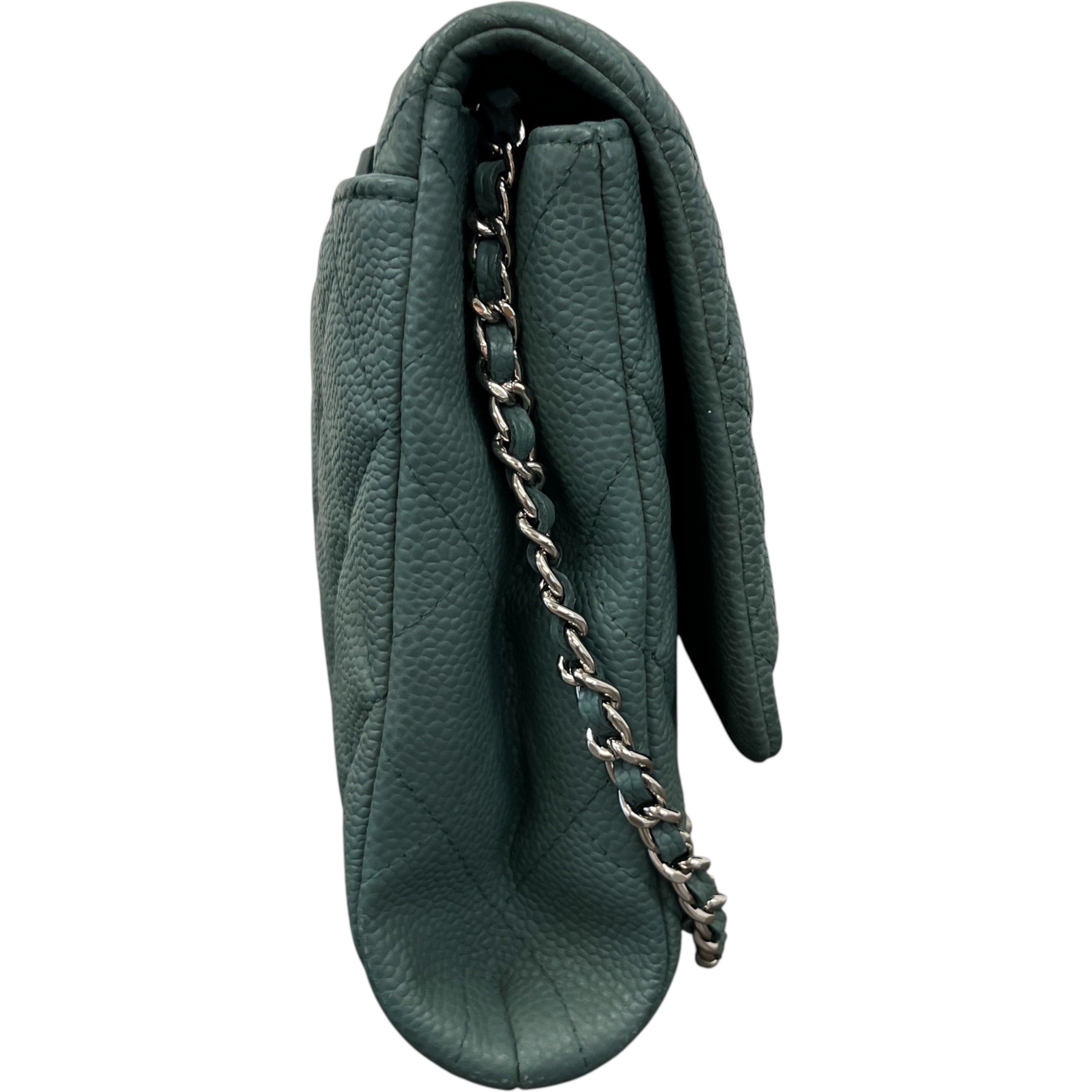 Women's Clutch With Chain Caviar Handbag Green