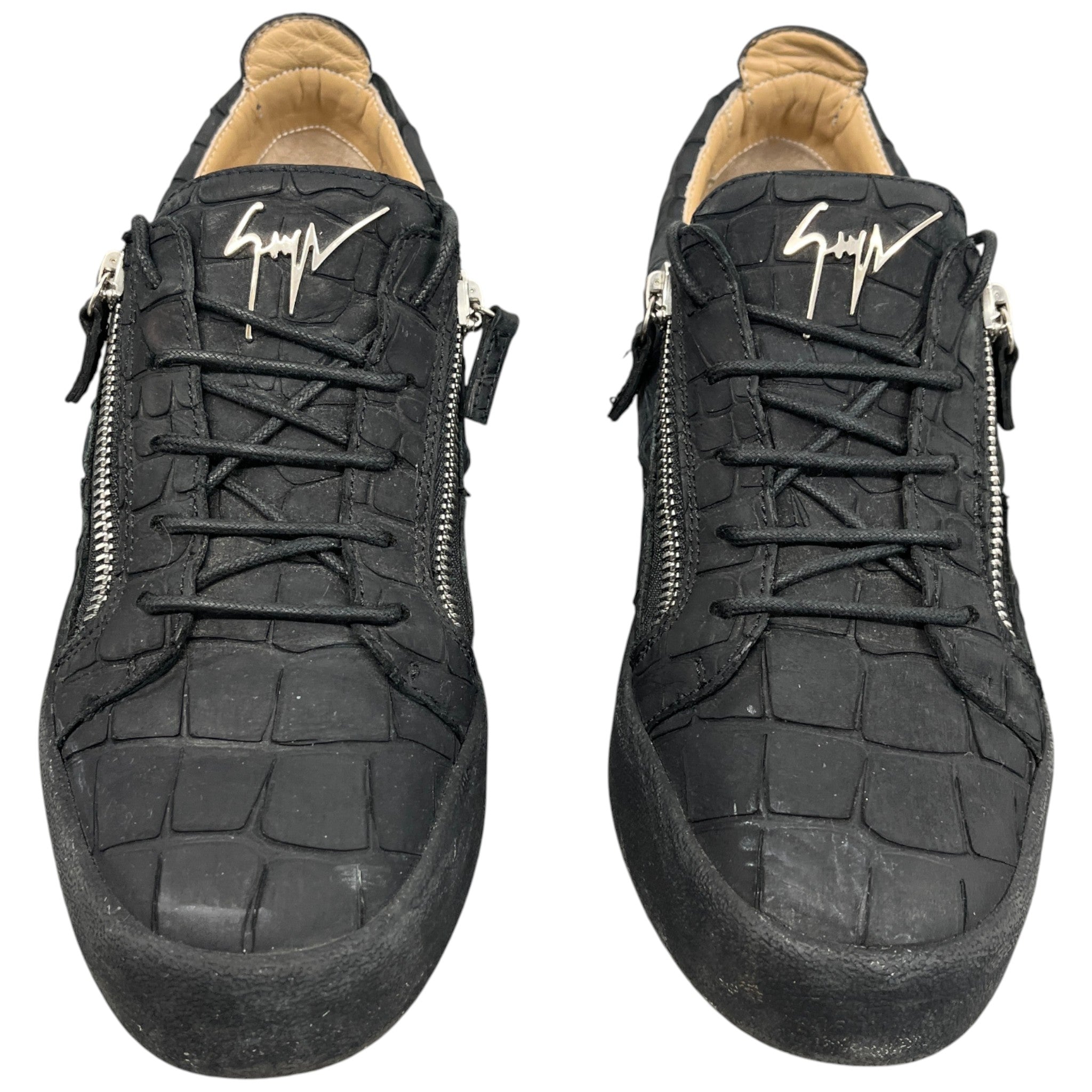 Men's Crocodile-Effect Low Trainers Black Size EU 44 / UK 10