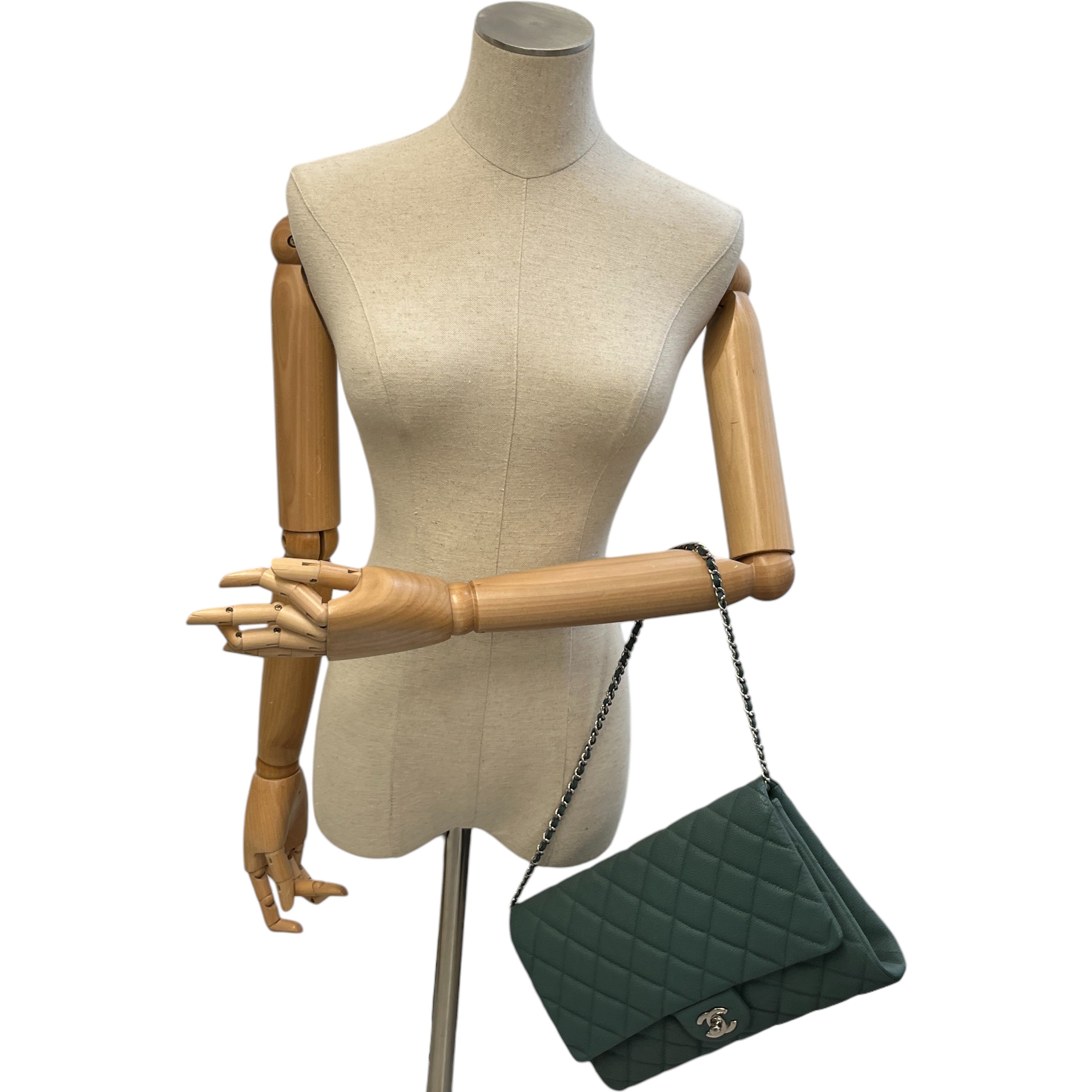 Women's Clutch With Chain Caviar Handbag Green