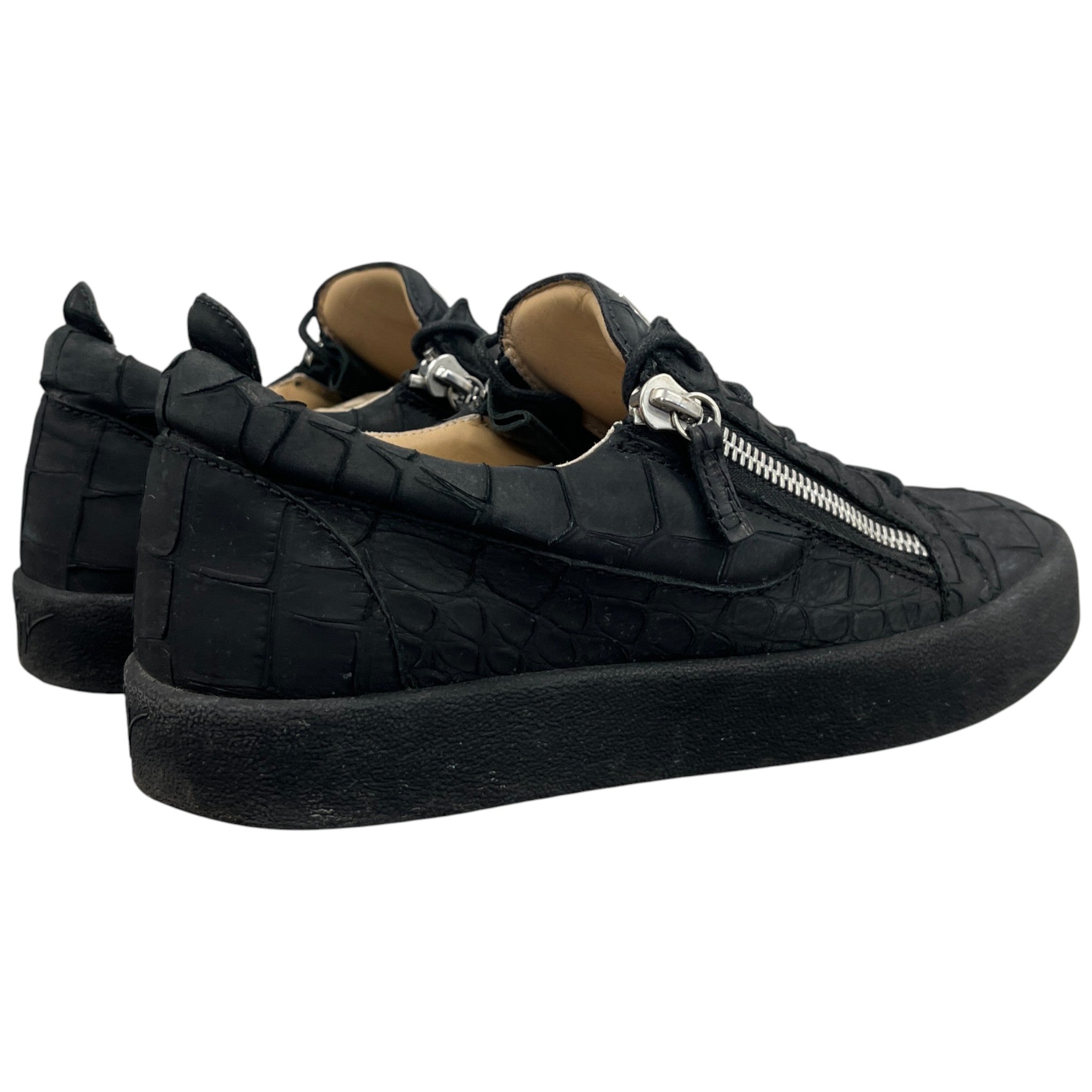 Men's Crocodile-Effect Low Trainers Black Size EU 44 / UK 10