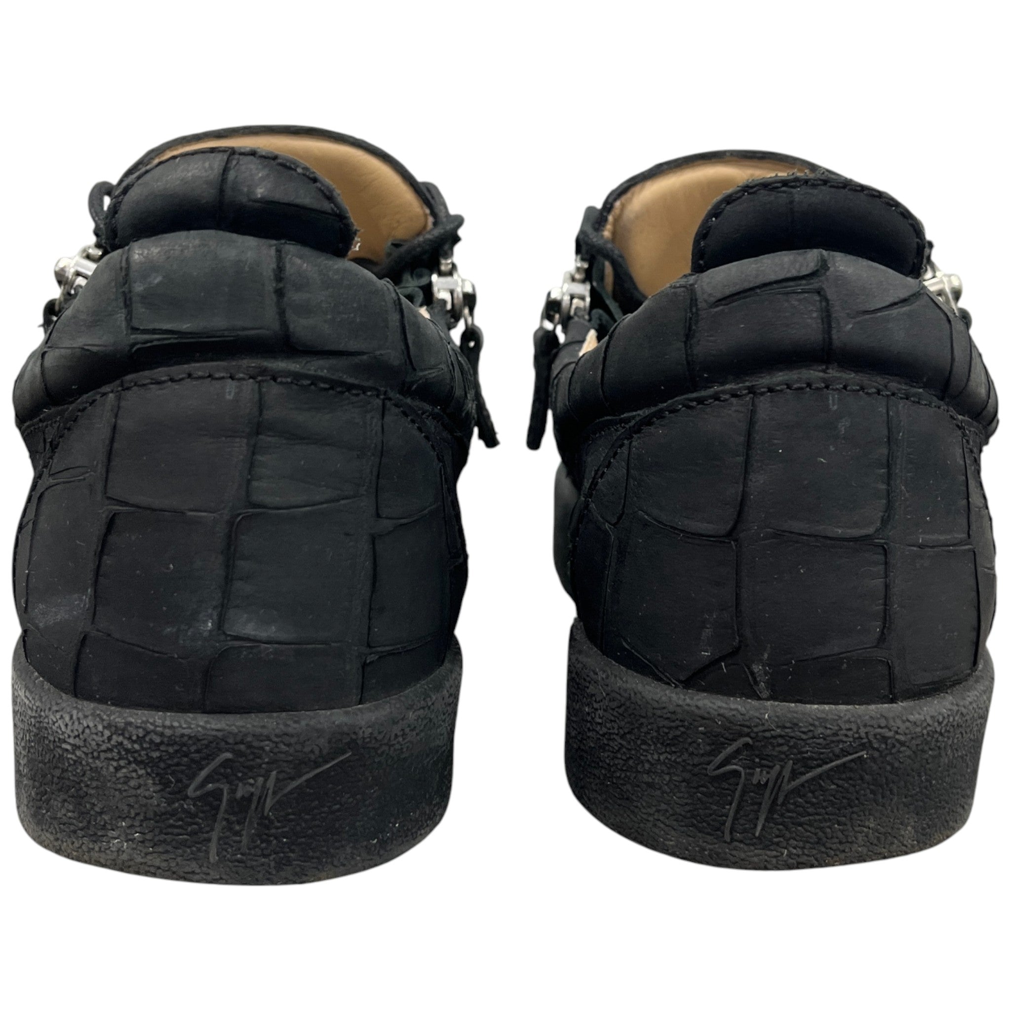 Men's Crocodile-Effect Low Trainers Black Size EU 44 / UK 10