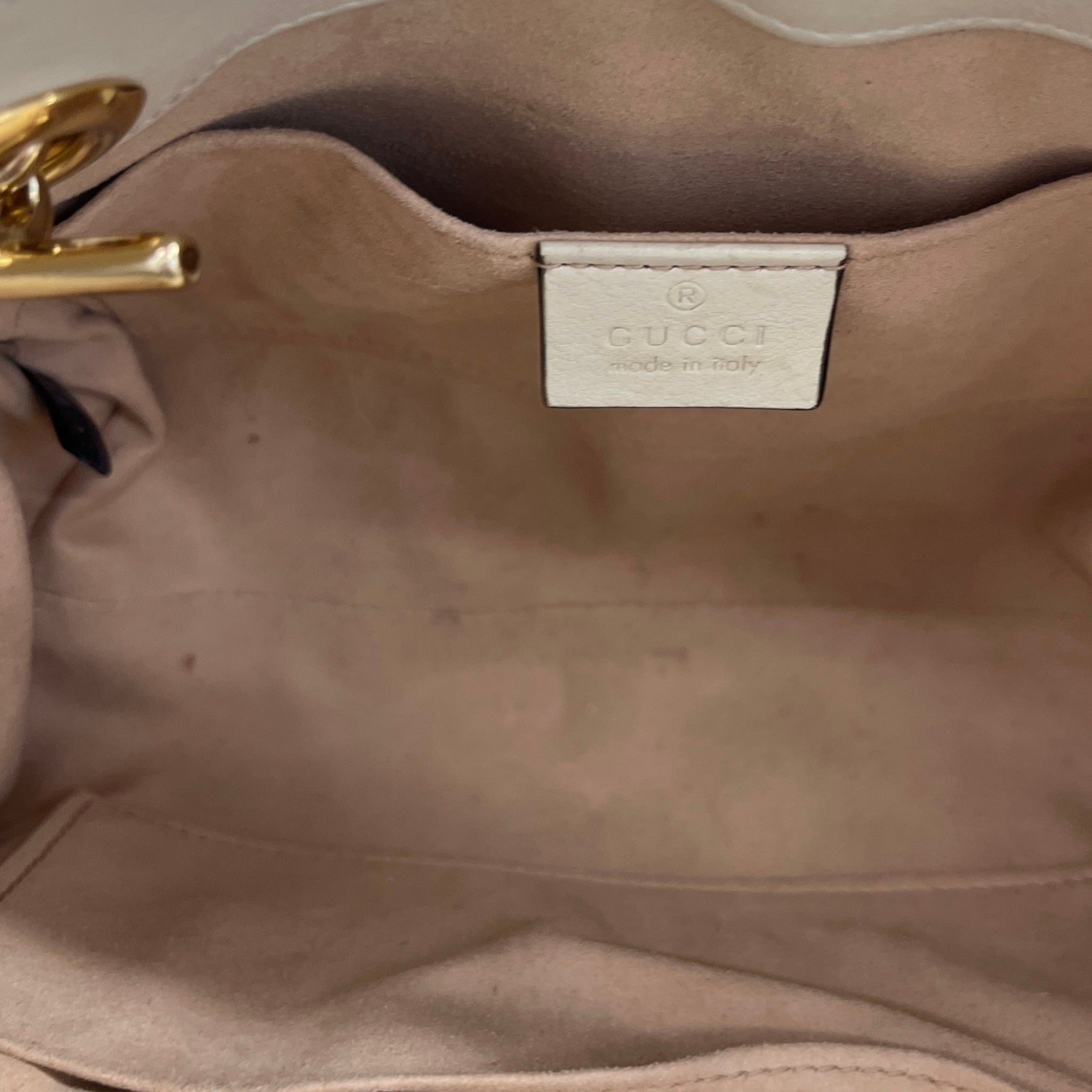 Women's Small Gg Supreme Apple Heart Padlock Tote Bag Beige