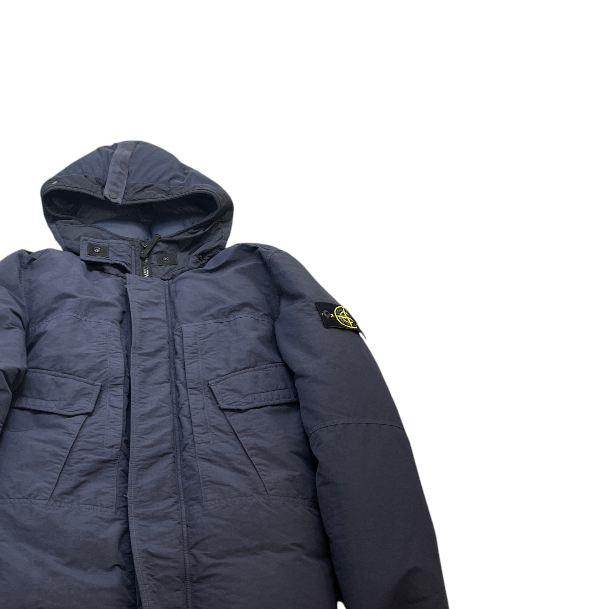 Men's Applique Logo Down Jacket Navy Size L