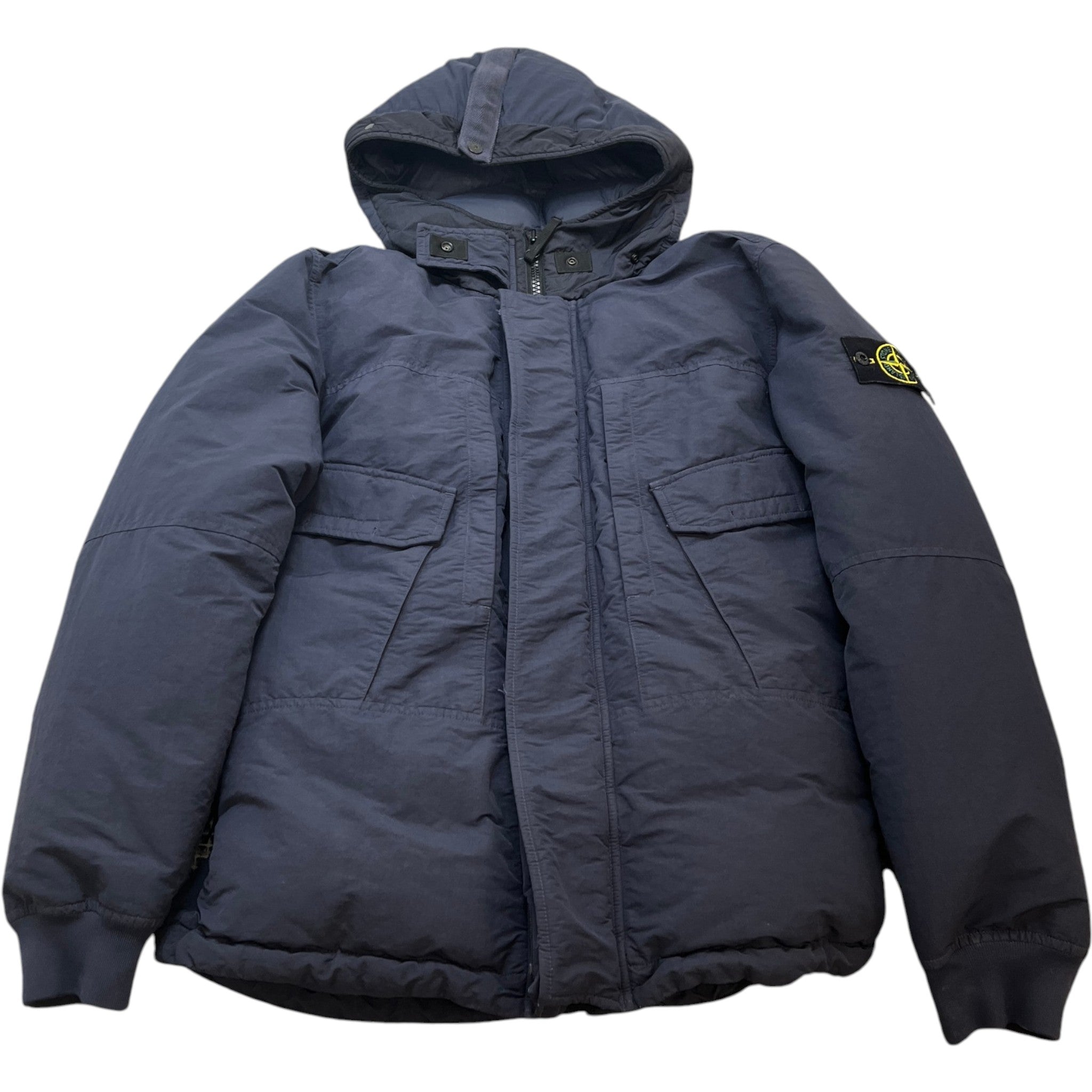 Men's Applique Logo Down Jacket Navy Size L