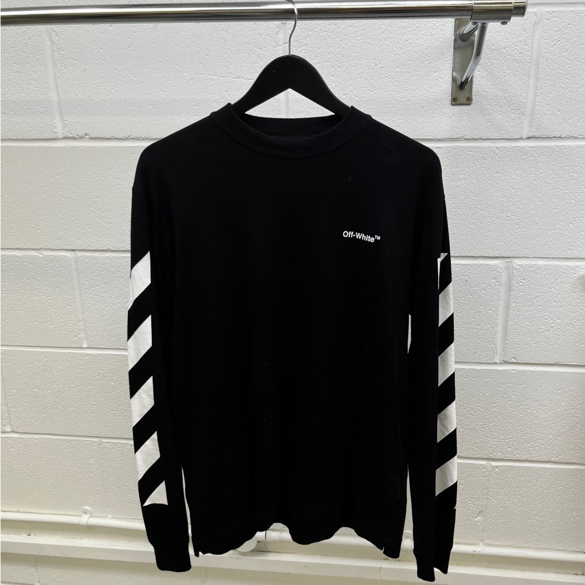 Men's Logo Print Long Sleeve T-Shirt Black Size M
