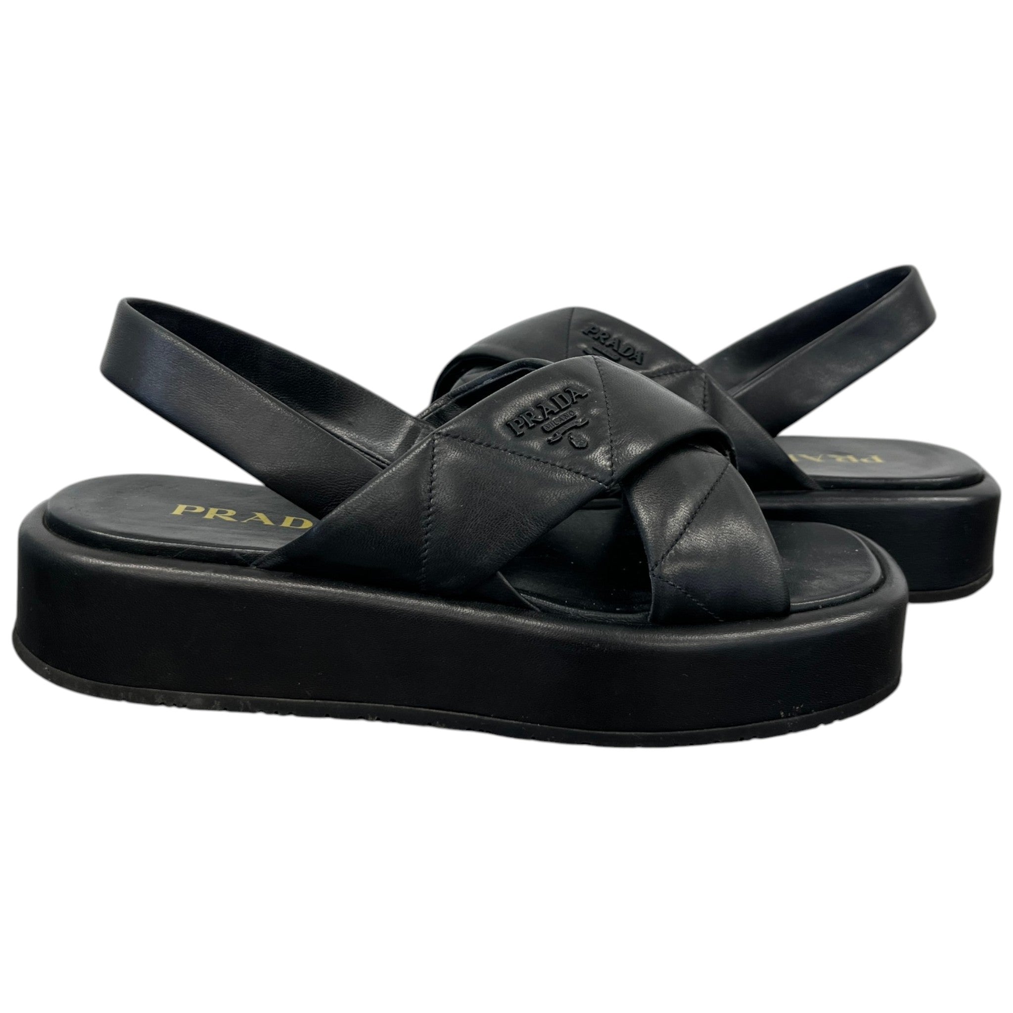 Women's Quilted Nappa Flatform Sandals Black Size EU 39 / UK 6