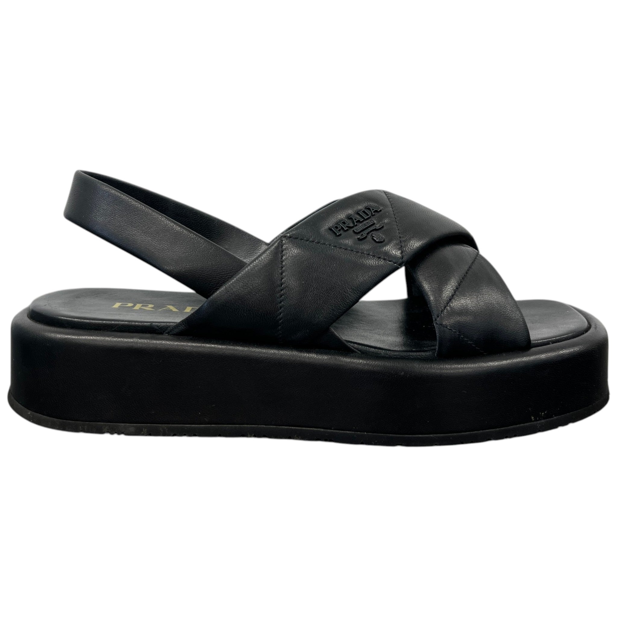 Women's Quilted Nappa Flatform Sandals Black Size EU 39 / UK 6