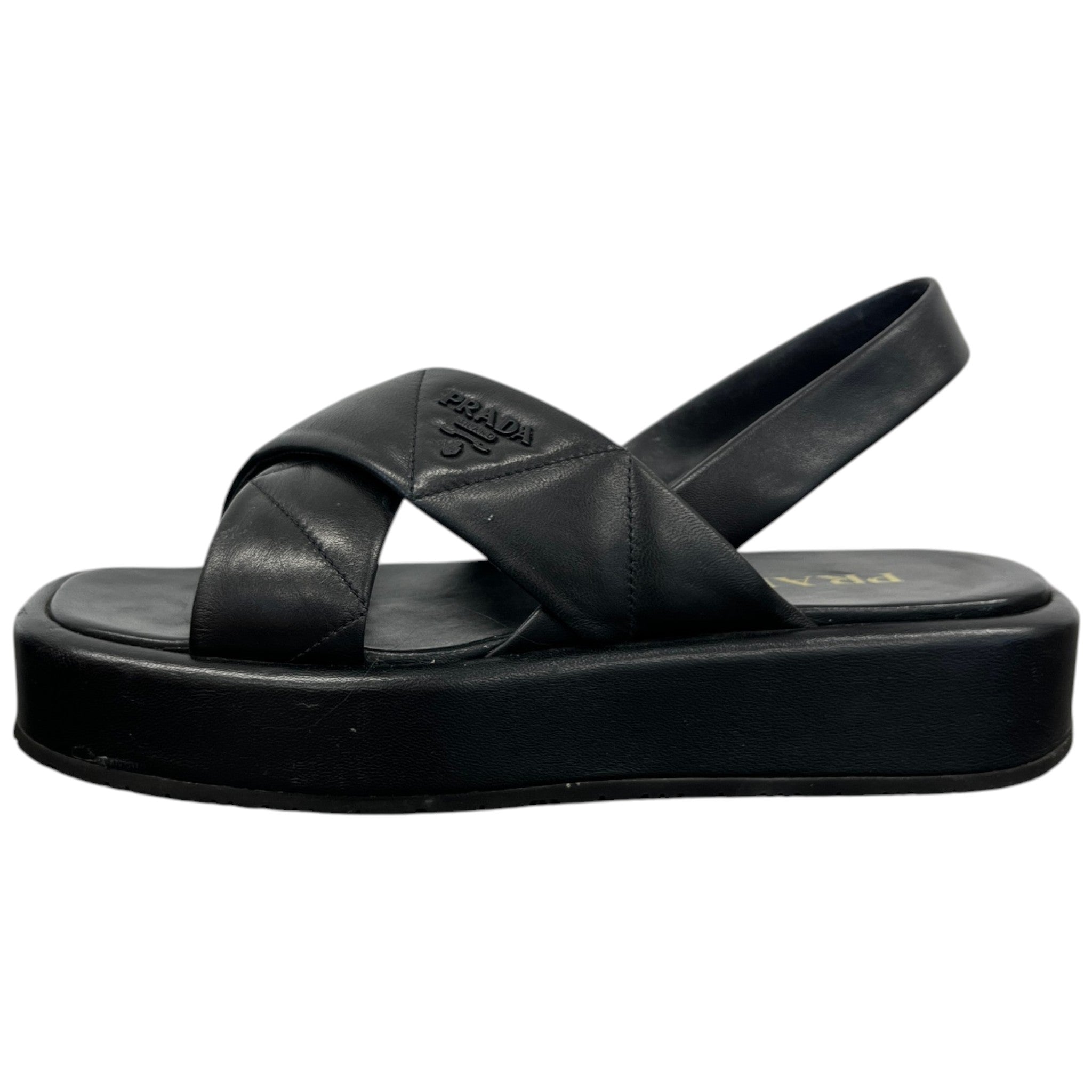 Women's Quilted Nappa Flatform Sandals Black Size EU 39 / UK 6