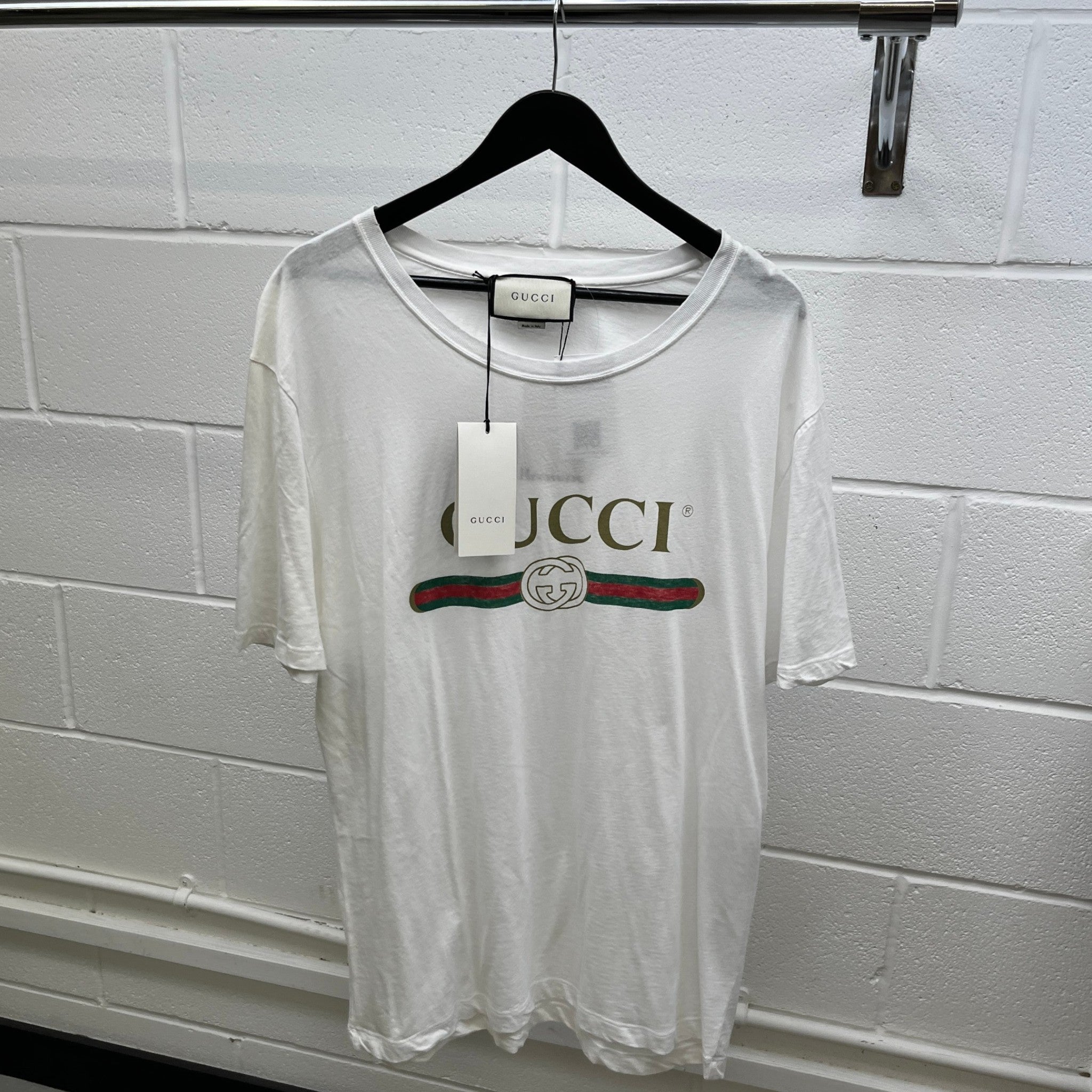 Men's Logo Print T-Shirt White Size XXL