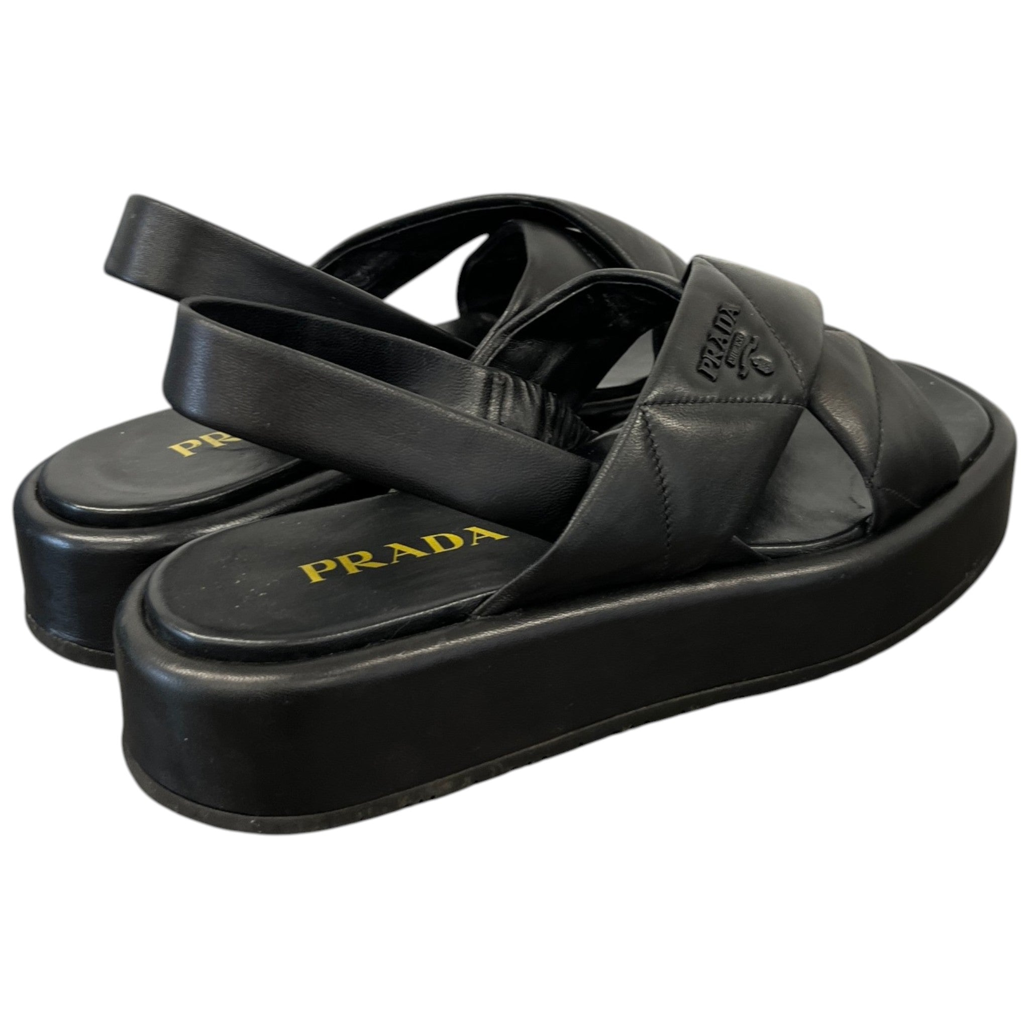 Women's Quilted Nappa Flatform Sandals Black Size EU 39 / UK 6