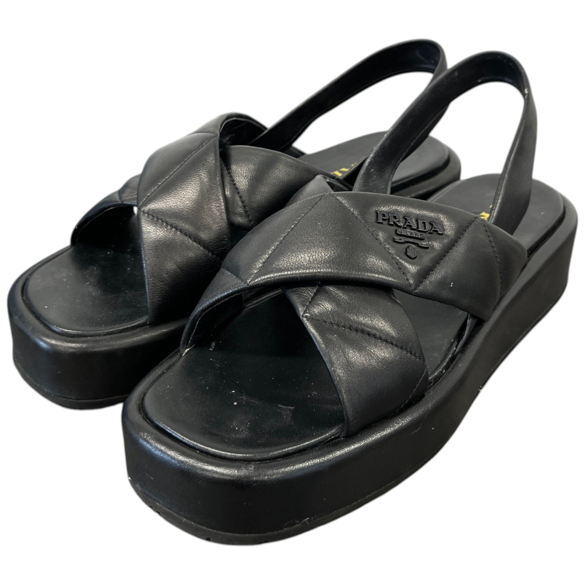 Women's Quilted Nappa Flatform Sandals Black Size EU 39 / UK 6