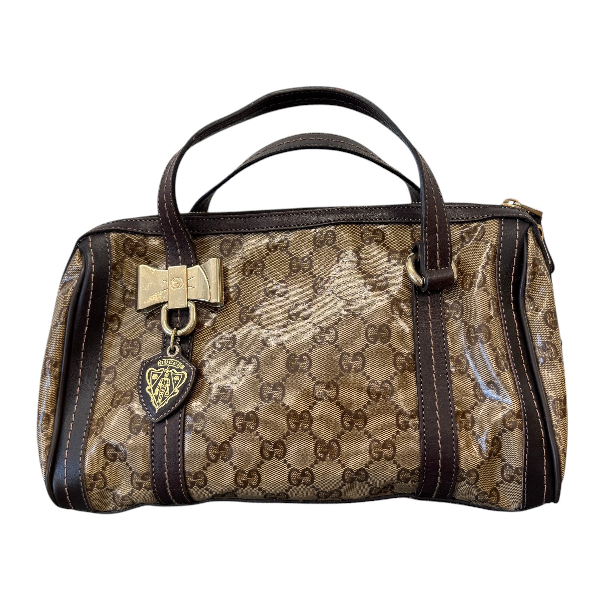 Women's Duchessa Crystal Coated Canvas Barrel Bag Brown
