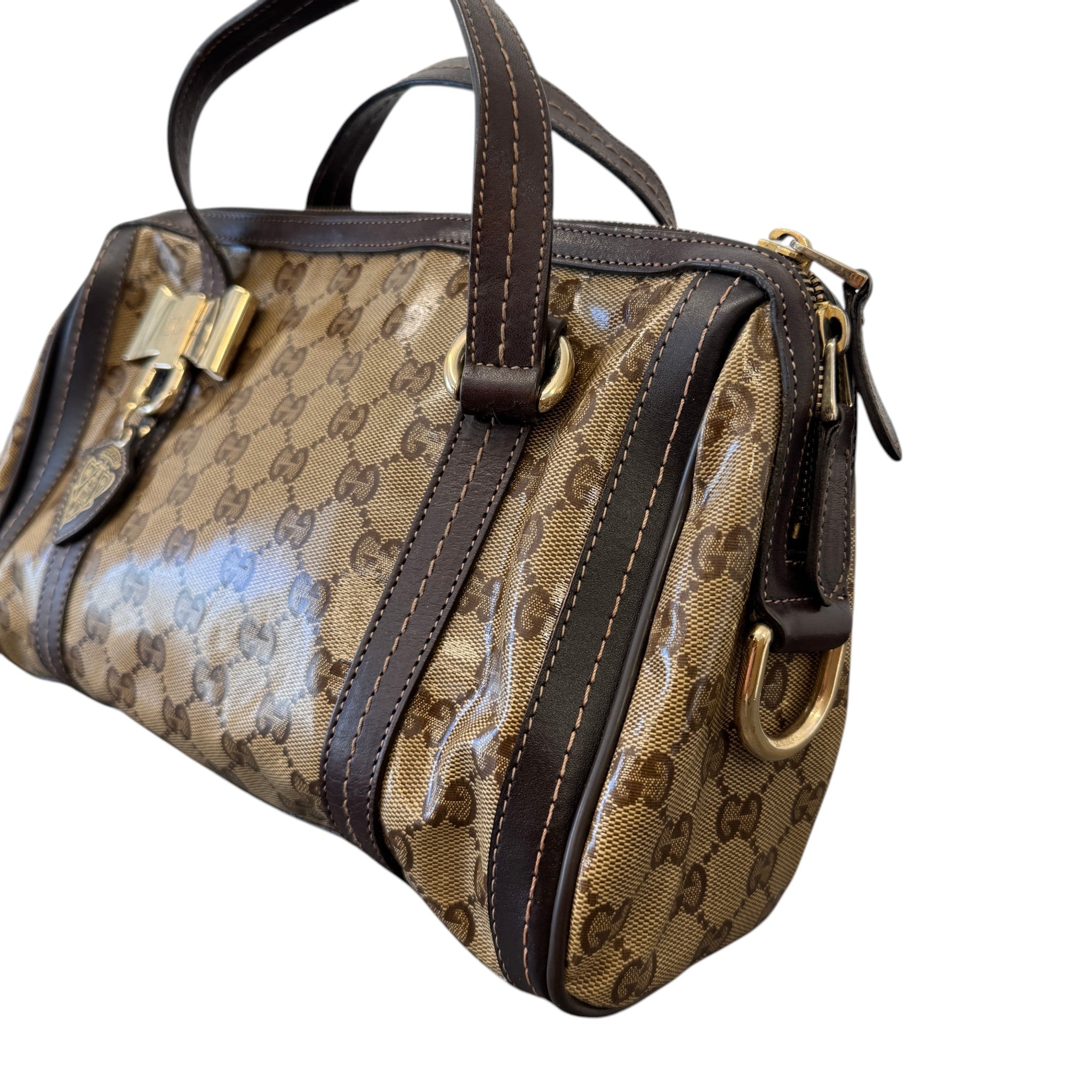 Women's Duchessa Crystal Coated Canvas Barrel Bag Brown
