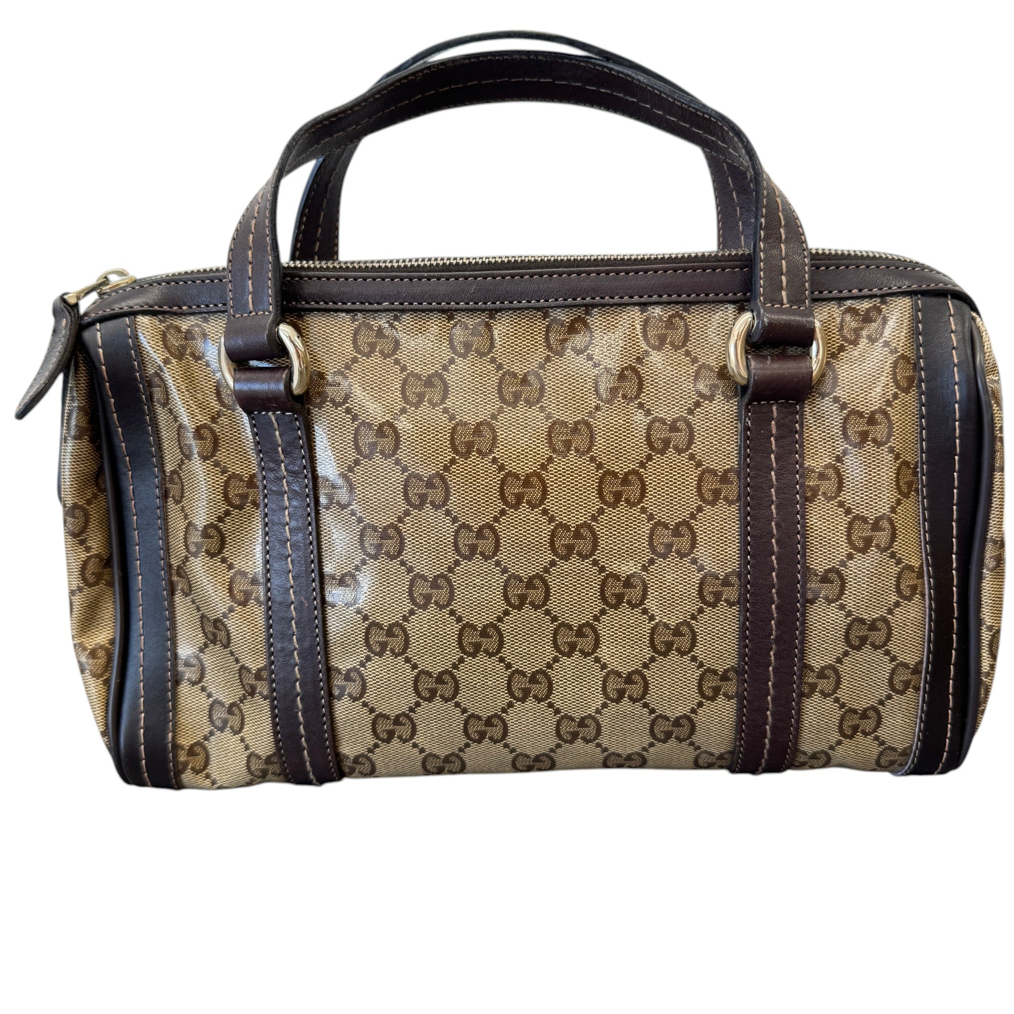 Women's Duchessa Crystal Coated Canvas Barrel Bag Brown