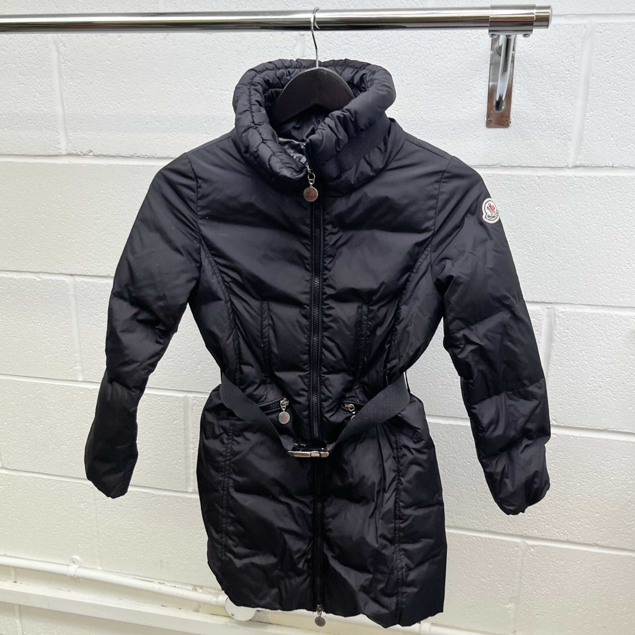 Women's Long Puffer Down Jacket Black Size Junior Age 12
