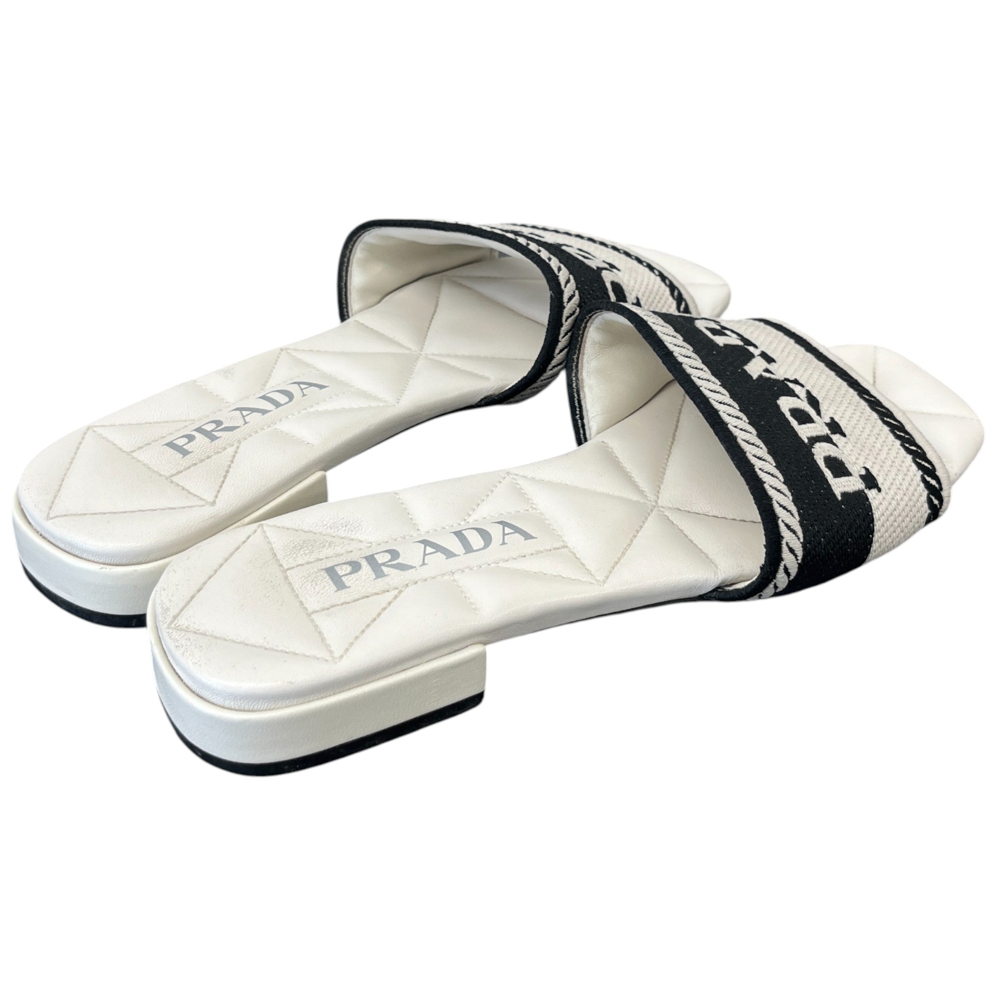 Women's Two- Colour Logo Print Slides White Size EU 39 / UK 6