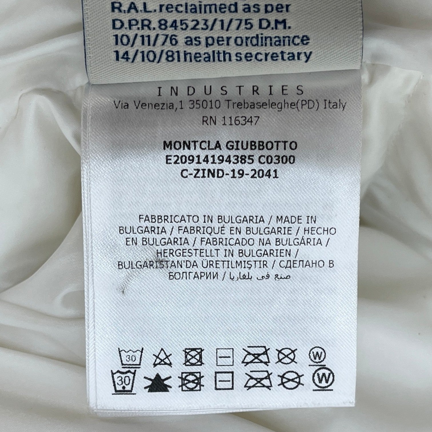 Men's Montcla Down Jacket White Size 1 / S