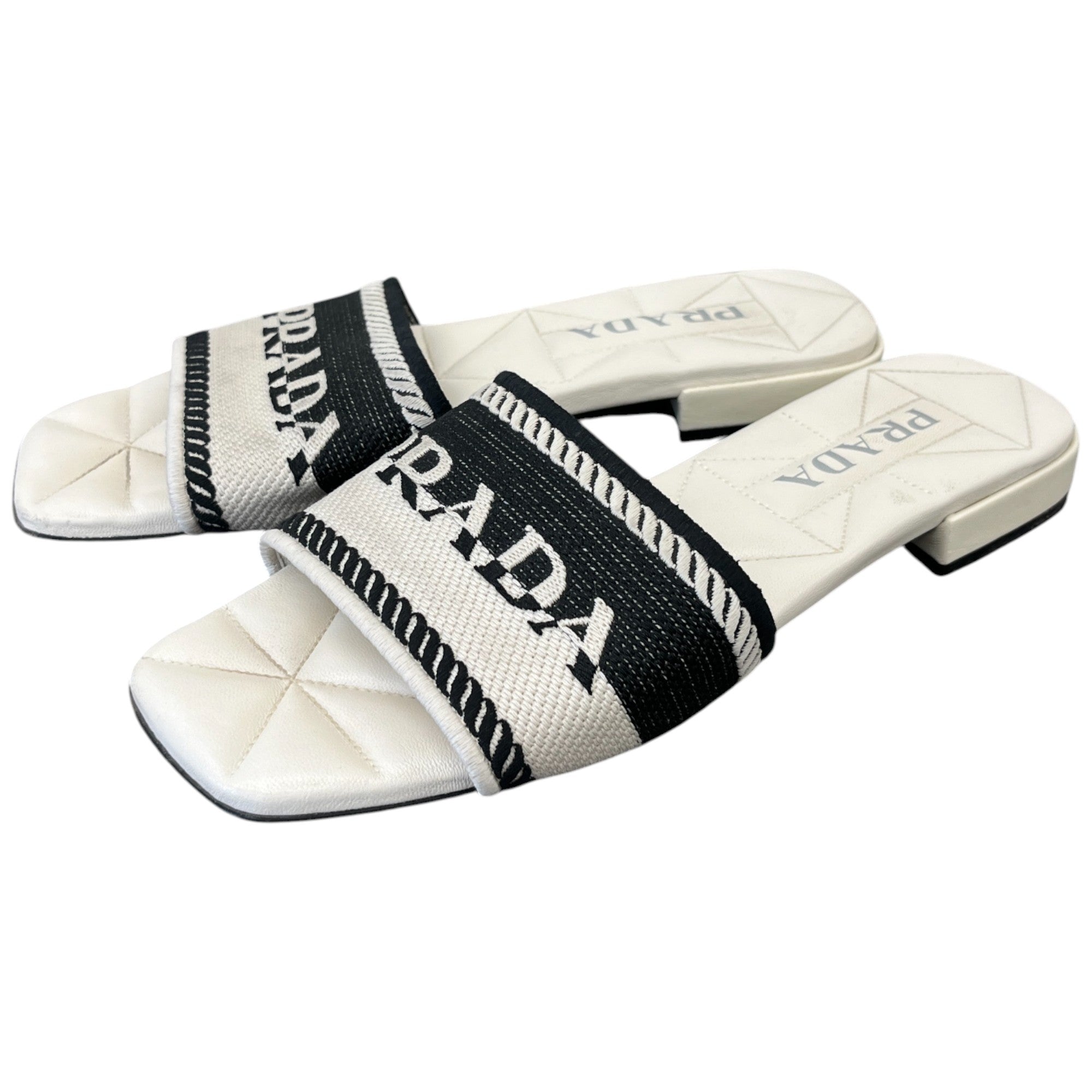 Women's Two- Colour Logo Print Slides White Size EU 39 / UK 6