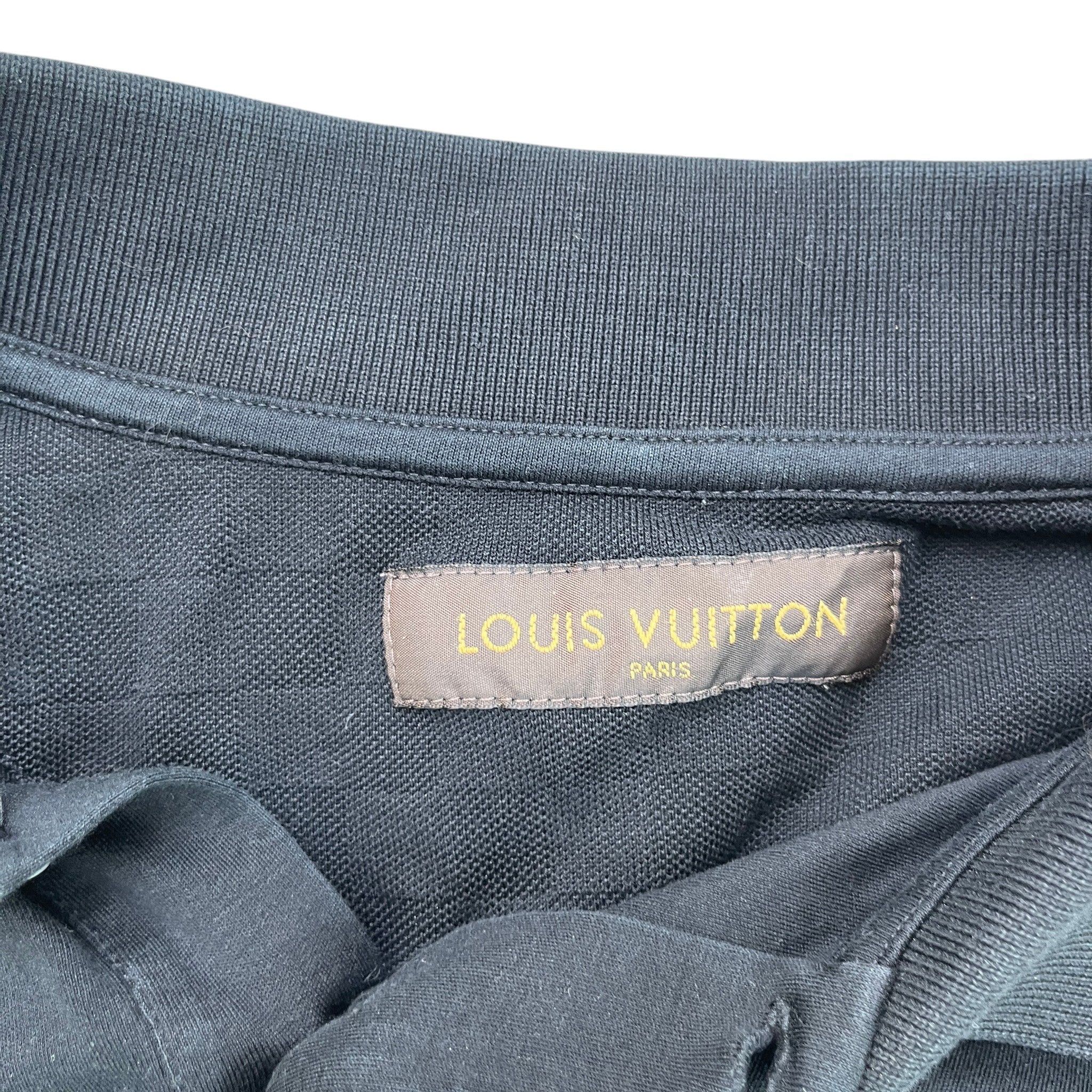 Men's Damier Pocket Polo Shirt Black Size XL