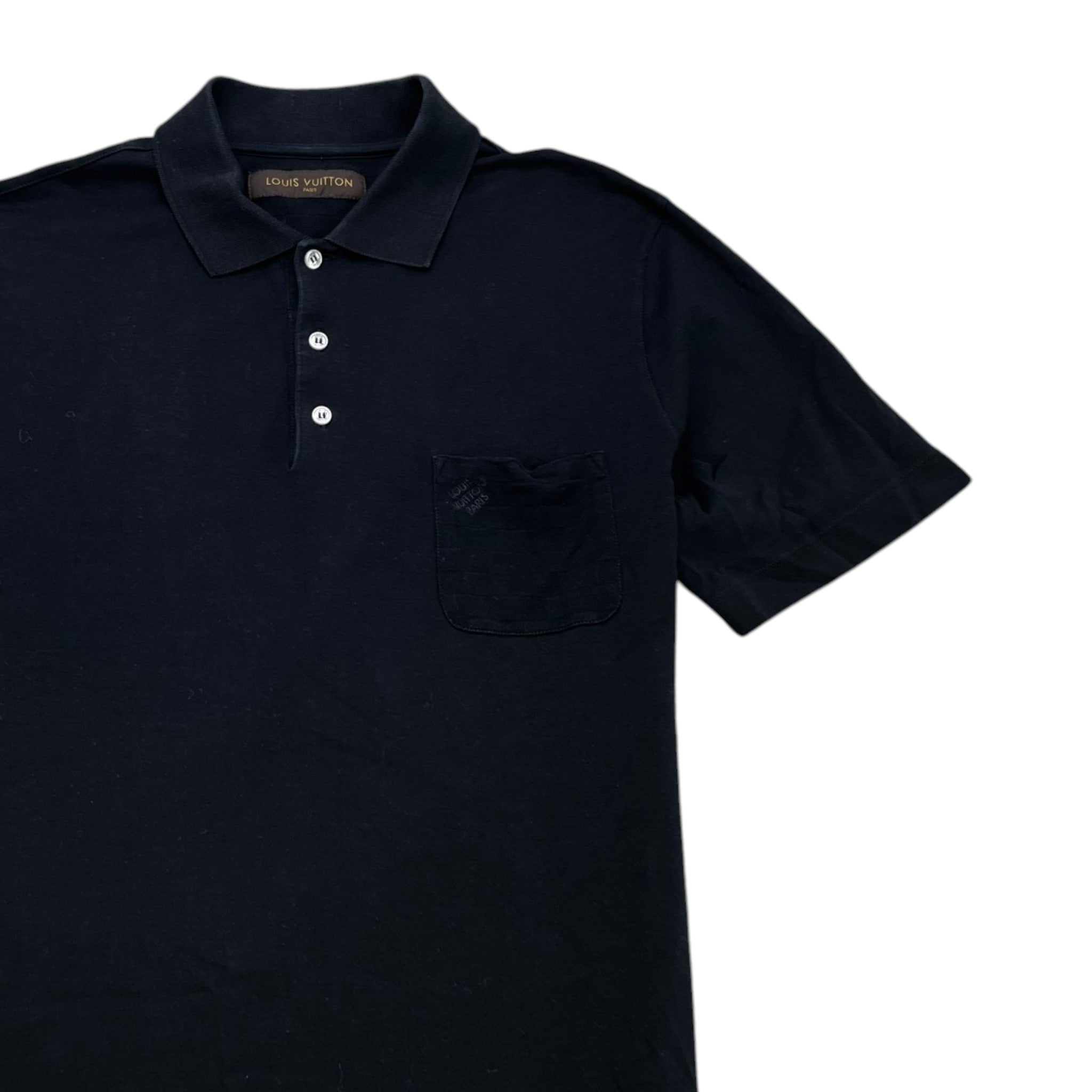 Men's Damier Pocket Polo Shirt Black Size XL