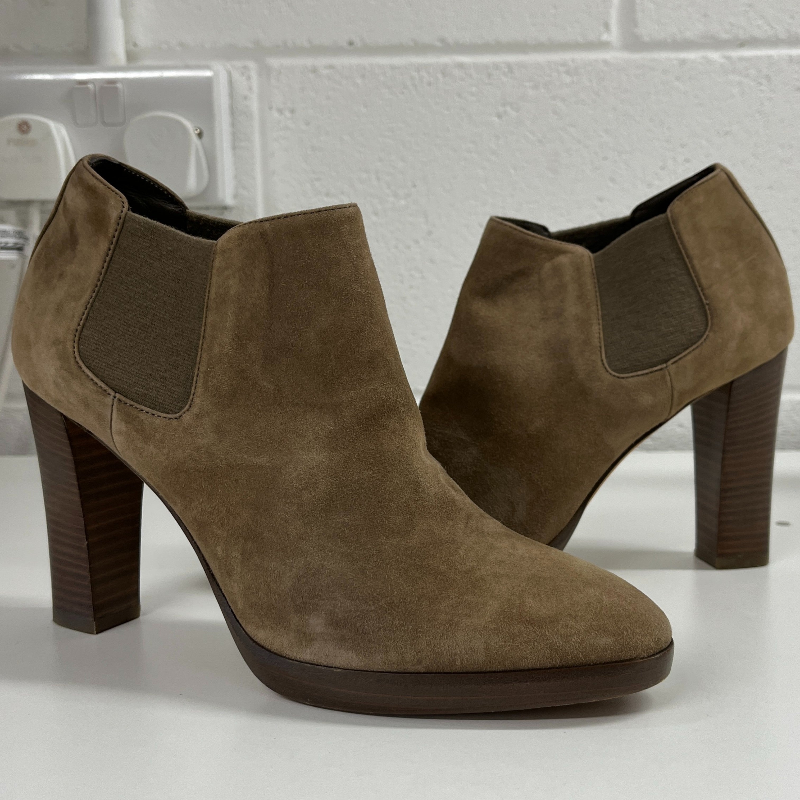 Women's Suede Ankle Boots Tan Size EU 36 / UK 3