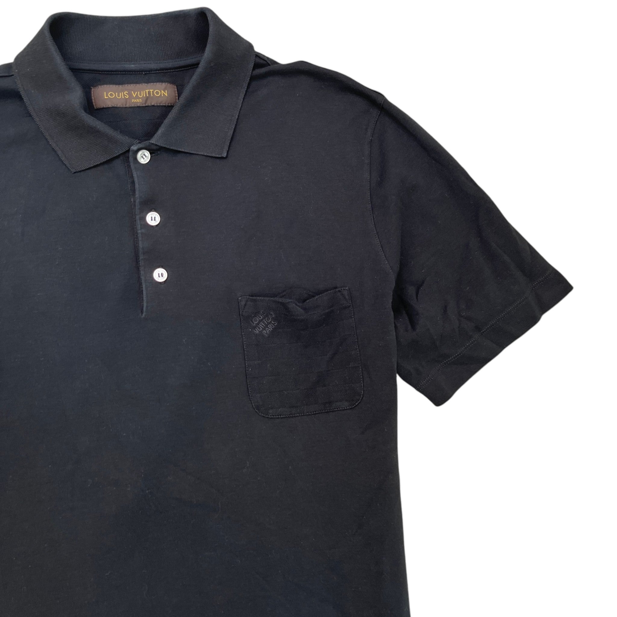 Men's Damier Pocket Polo Shirt Black Size XL