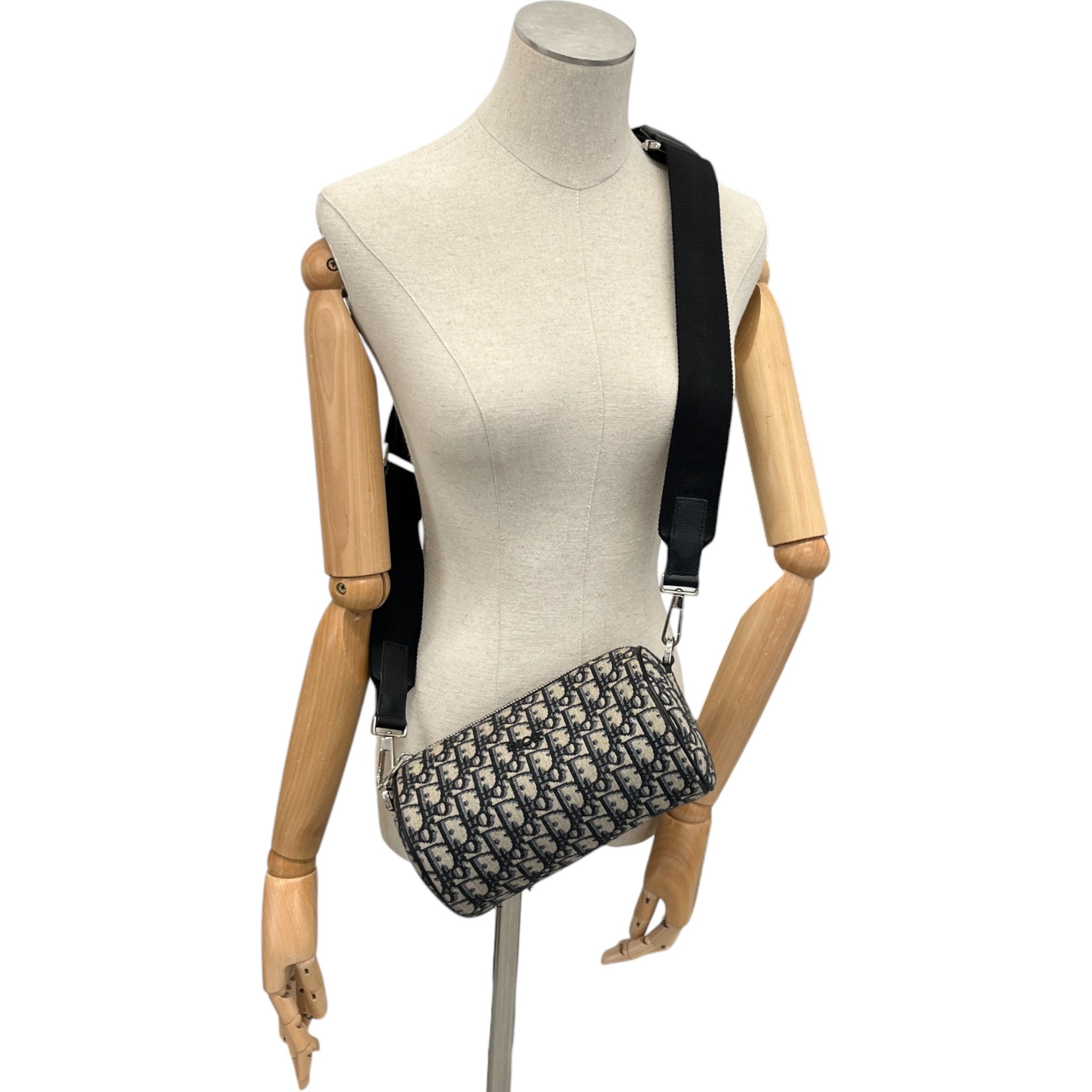 Men's Oblique Mini Roller Messenger Bag Black