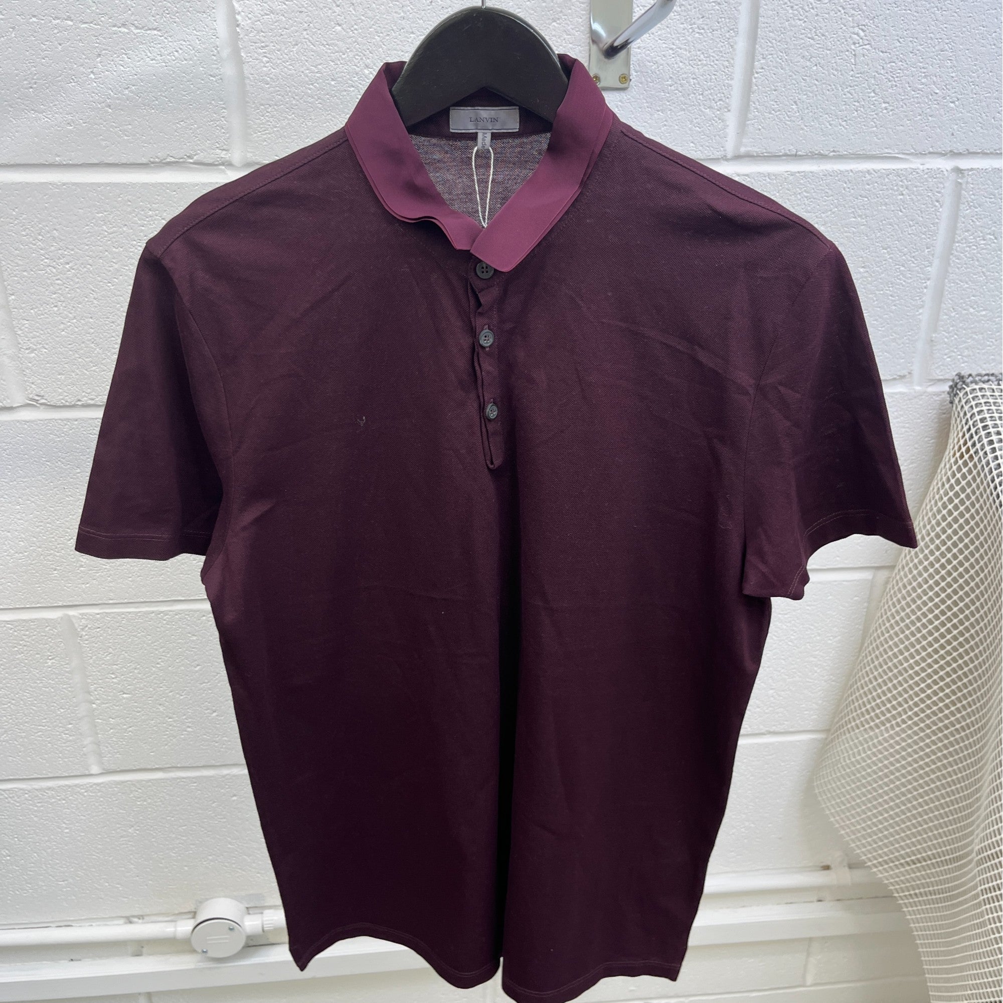 Men's Plain Polo Shirt Burgundy Size L