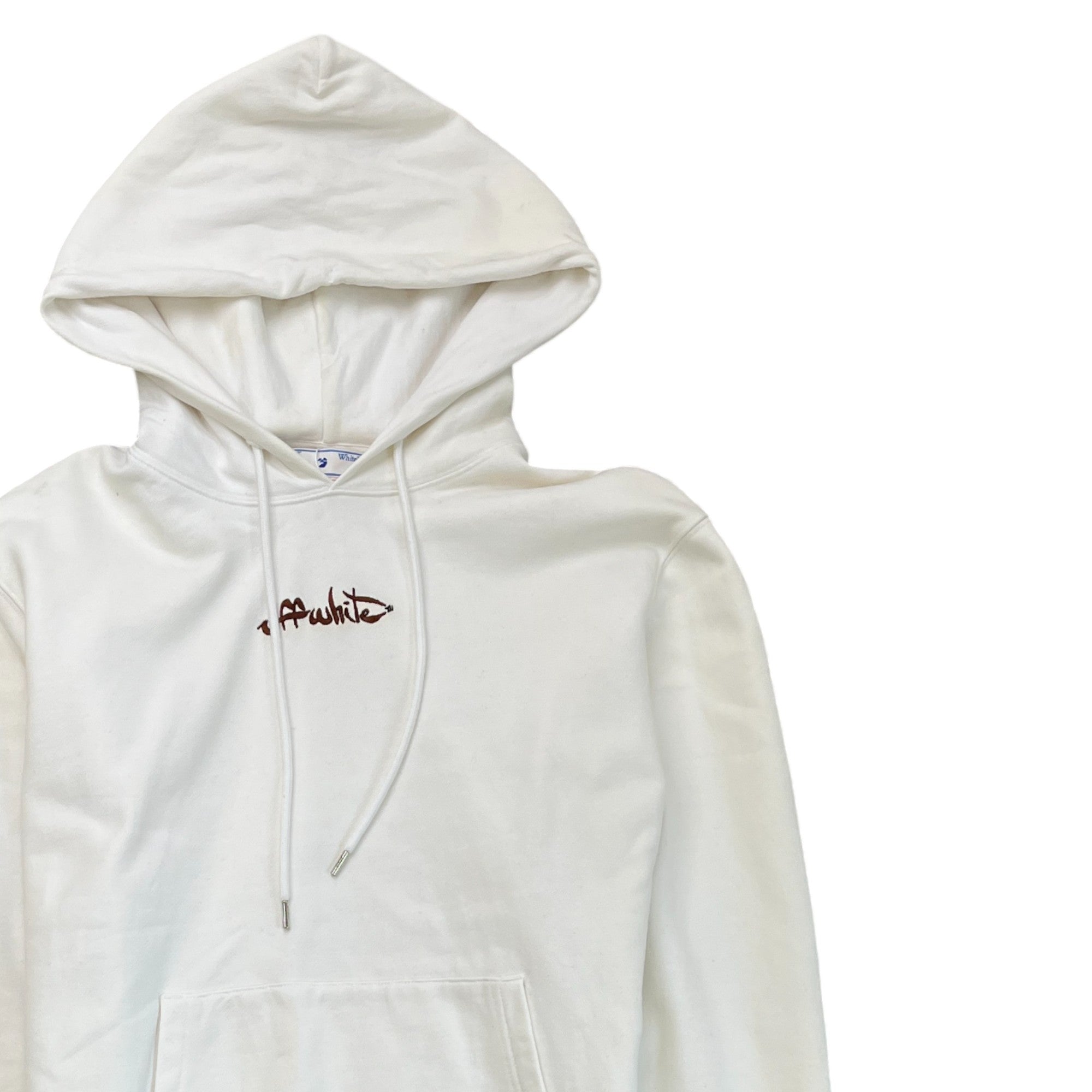 Men's Embroidered Logo Hoodie Cream Size S