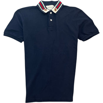 Men's Tiger Patch Web Polo Shirt Navy Size L
