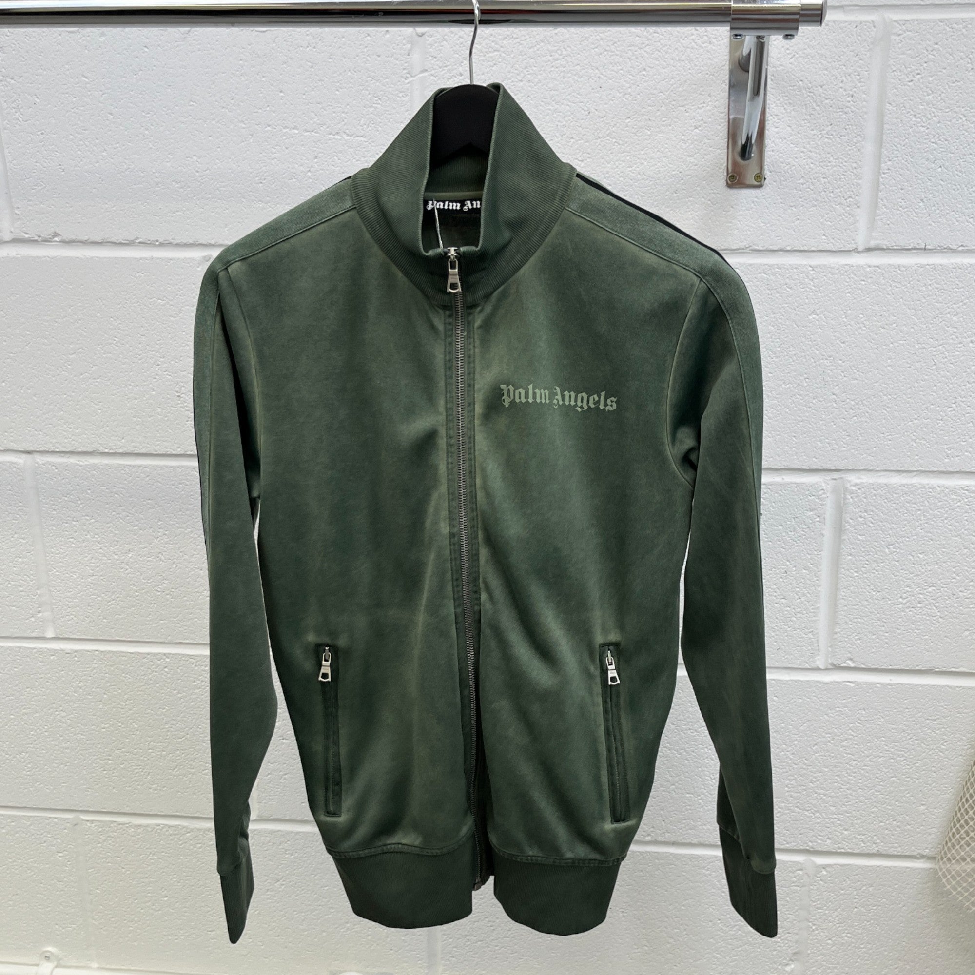Men's Logo Print Track Jacket Green Size XS