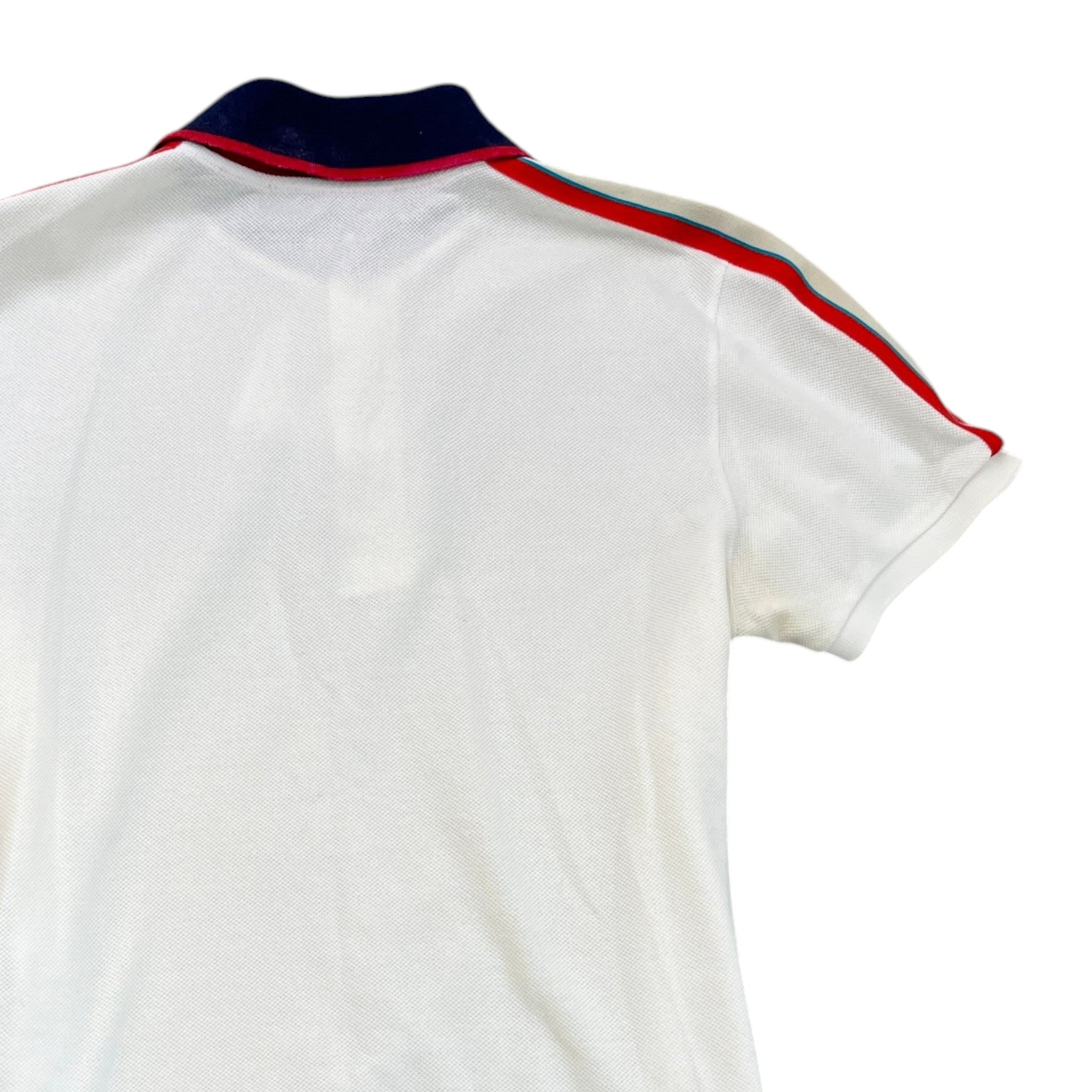 Men's Web Stripe Polo Shirt White Size S