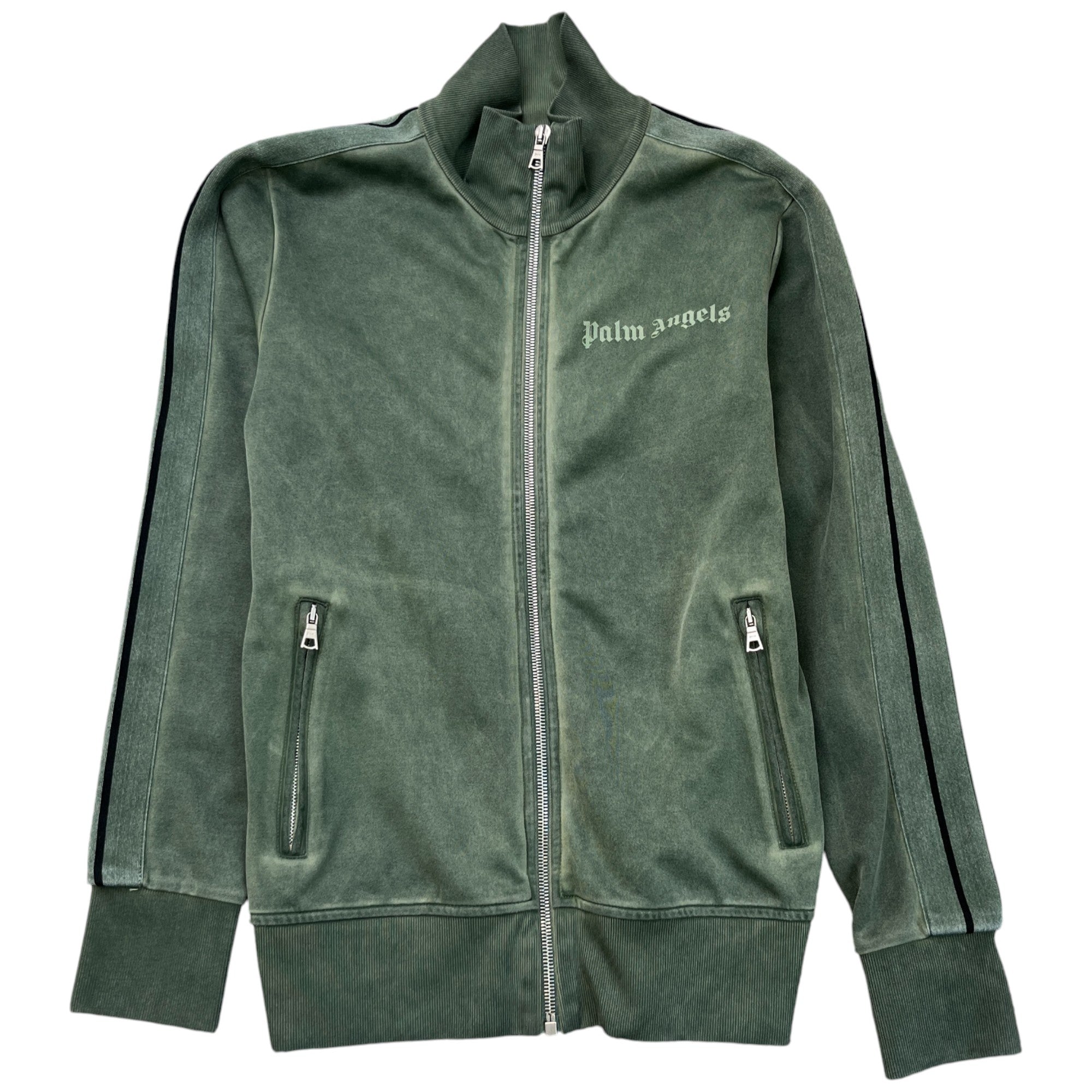 Men's Logo Print Track Jacket Green Size XS