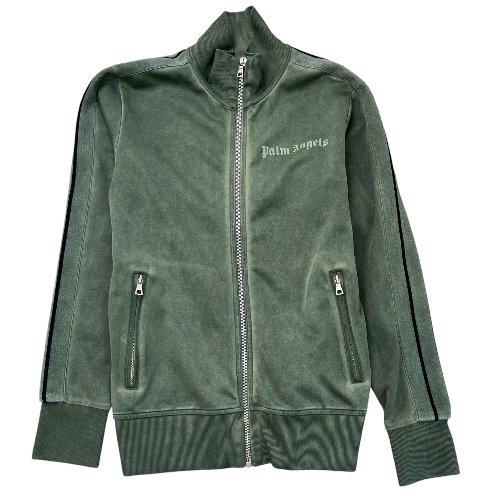 Men's Logo Print Track Jacket Green Size XS