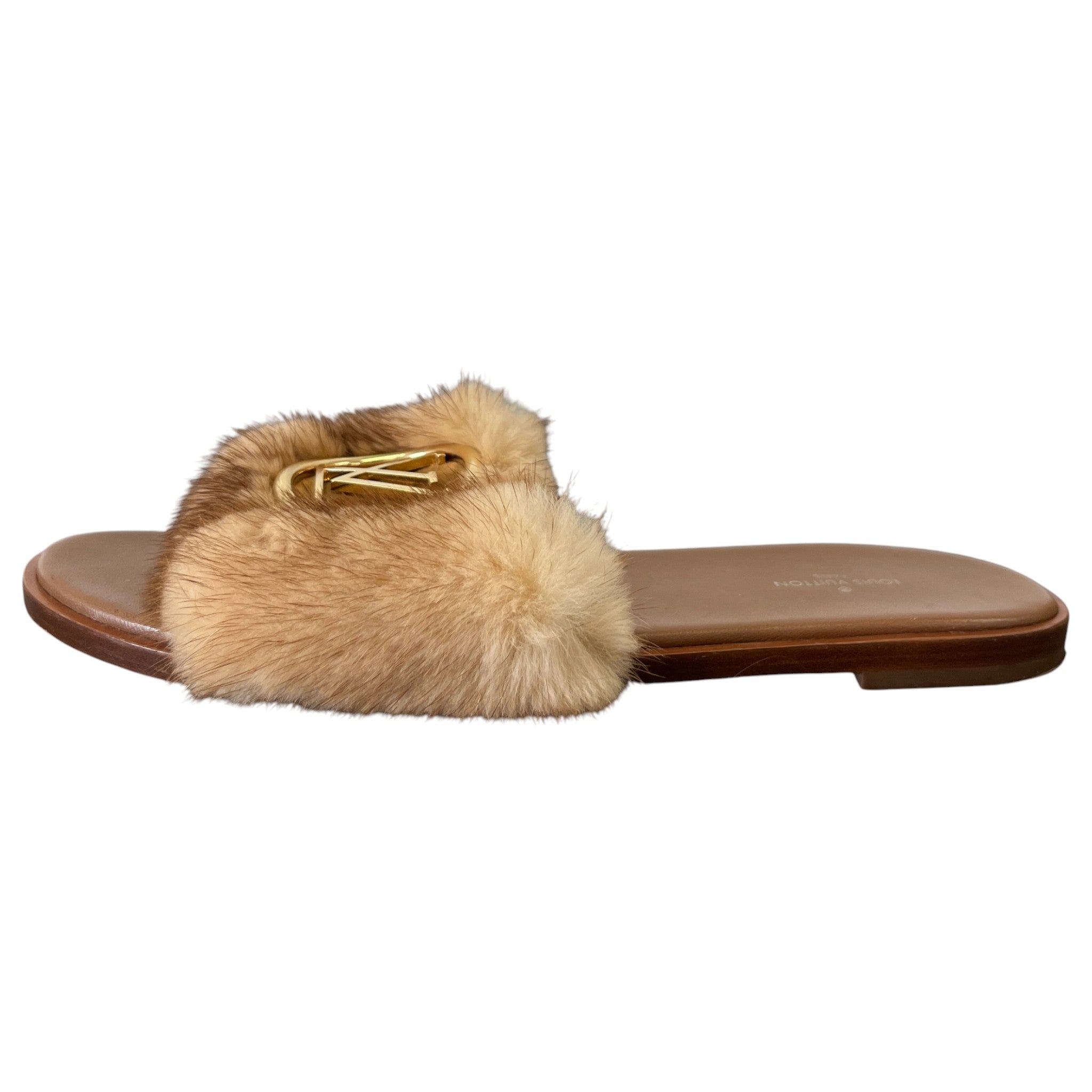 Women's Lock It Mink Fur Sandals Brown Size EU 38 / UK 5