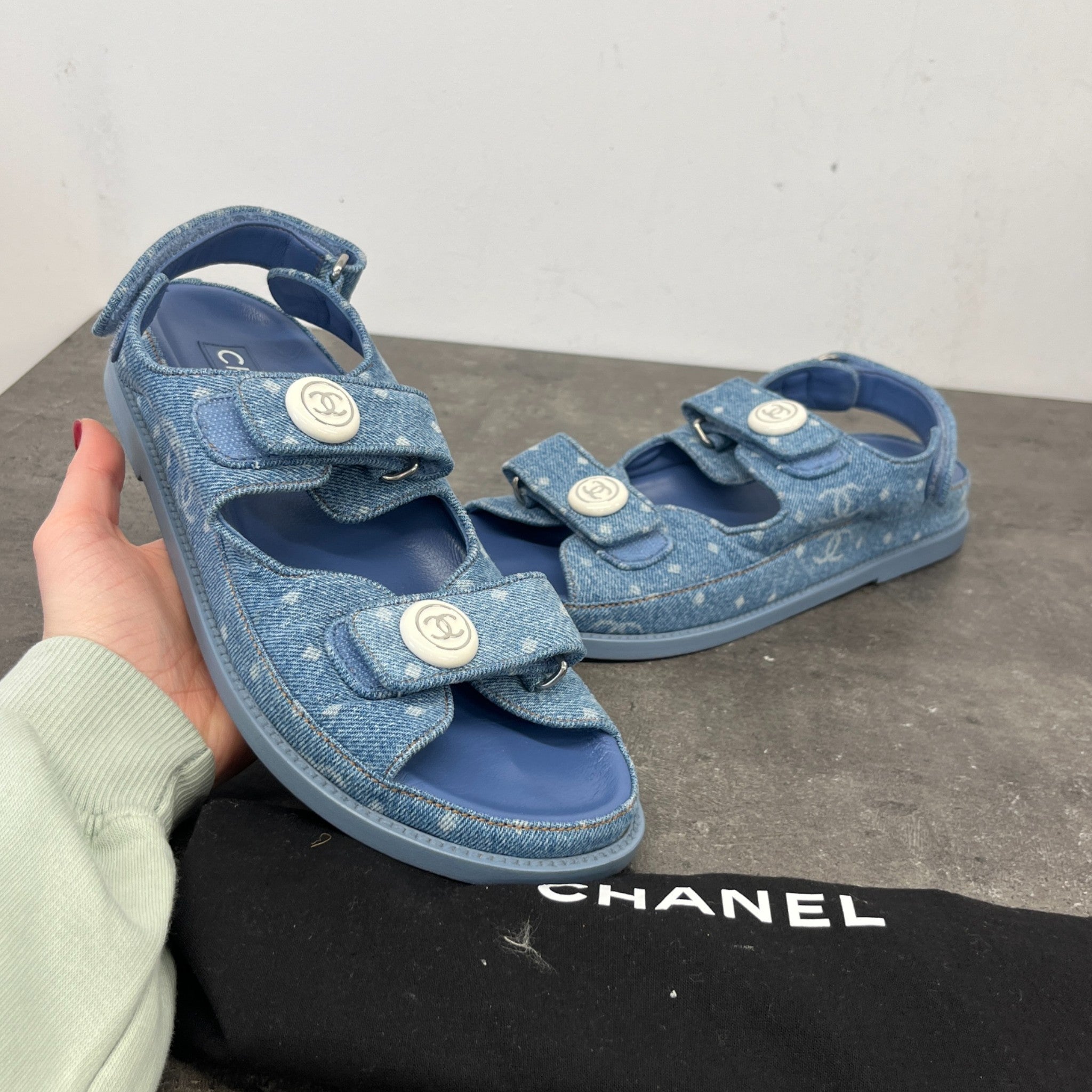 Women's Cc Monogram Dad Sandals Blue Size EU 38 / UK 5