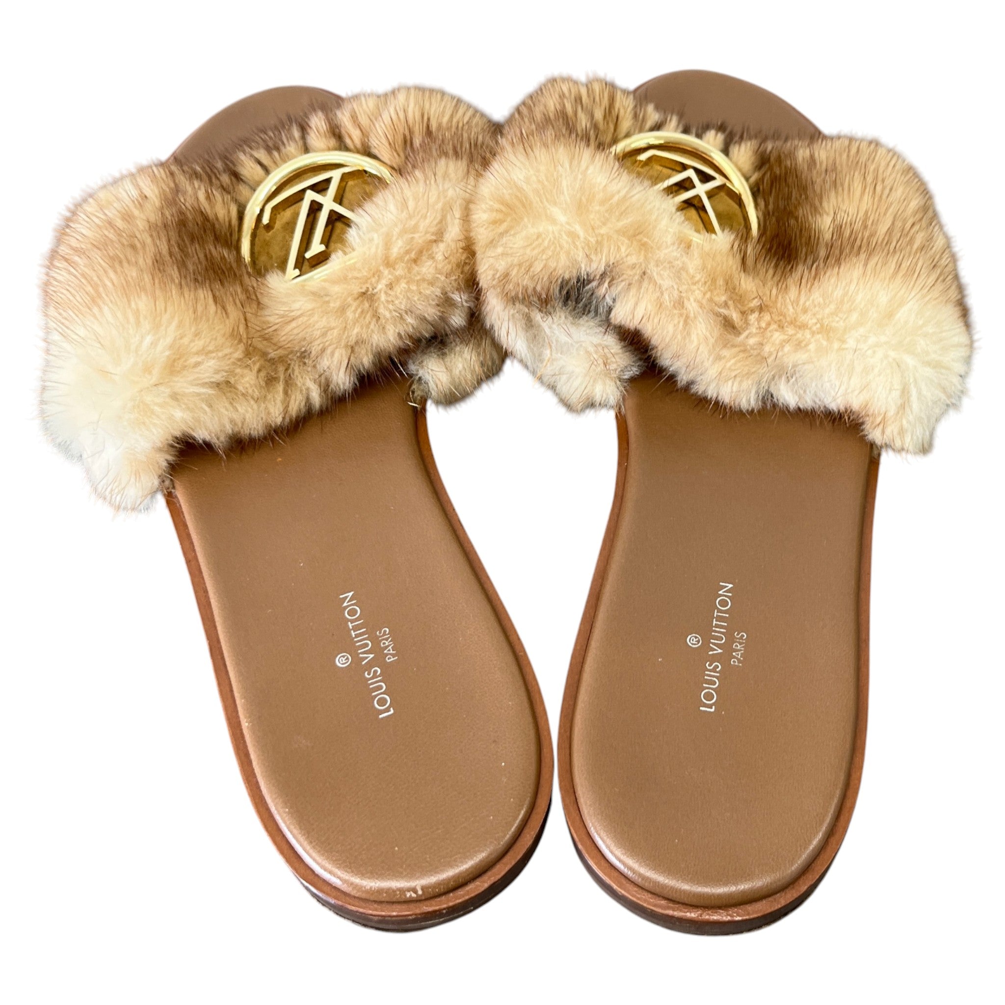 Women's Lock It Mink Fur Sandals Brown Size EU 38 / UK 5