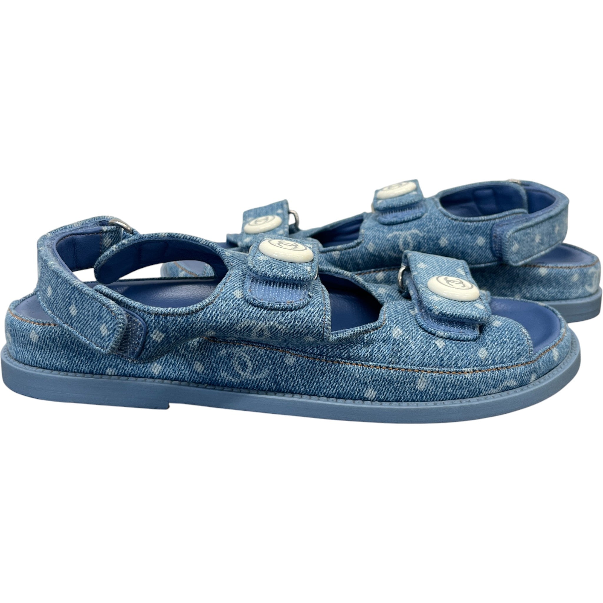 Women's Cc Monogram Dad Sandals Blue Size EU 38 / UK 5