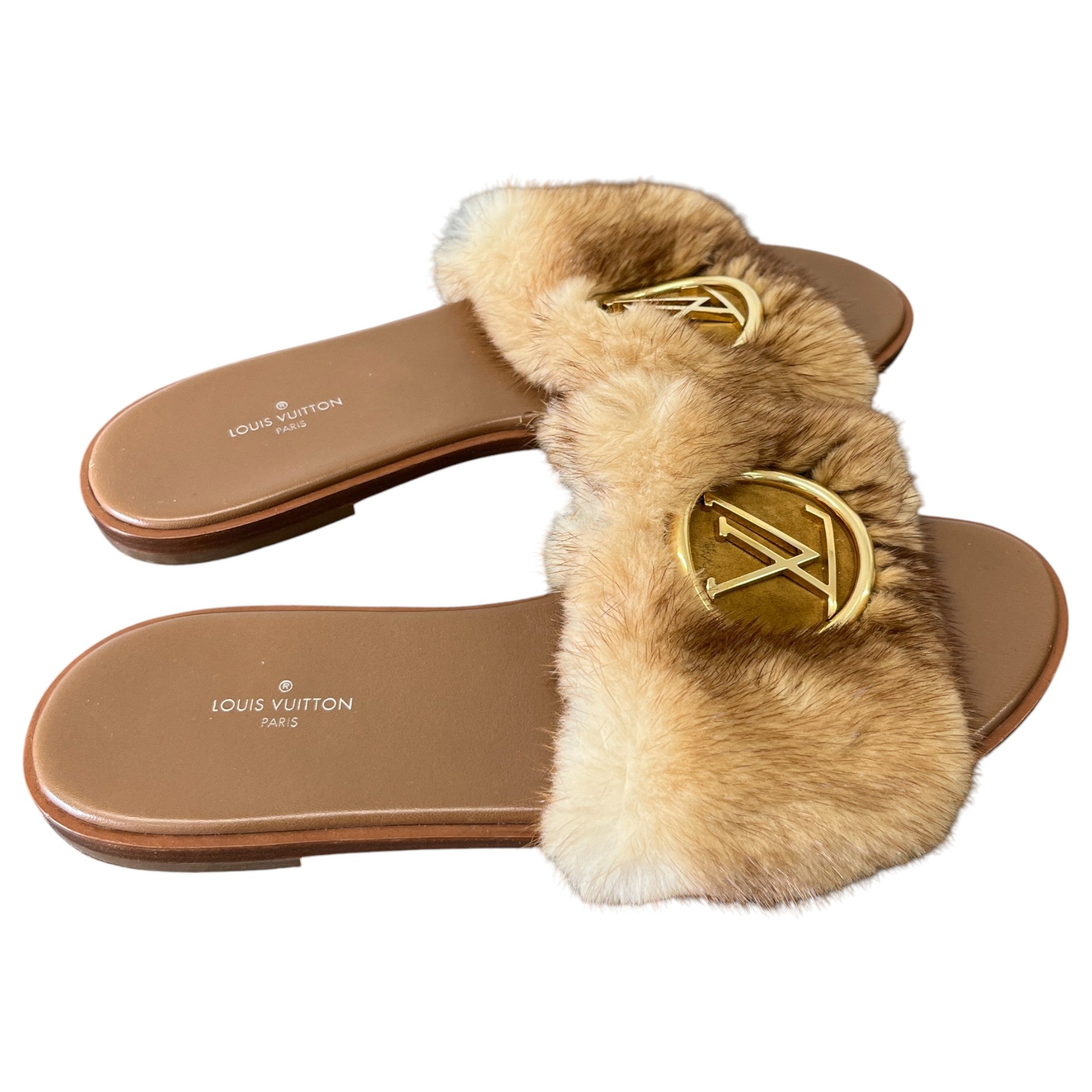 Women's Lock It Mink Fur Sandals Brown Size EU 38 / UK 5