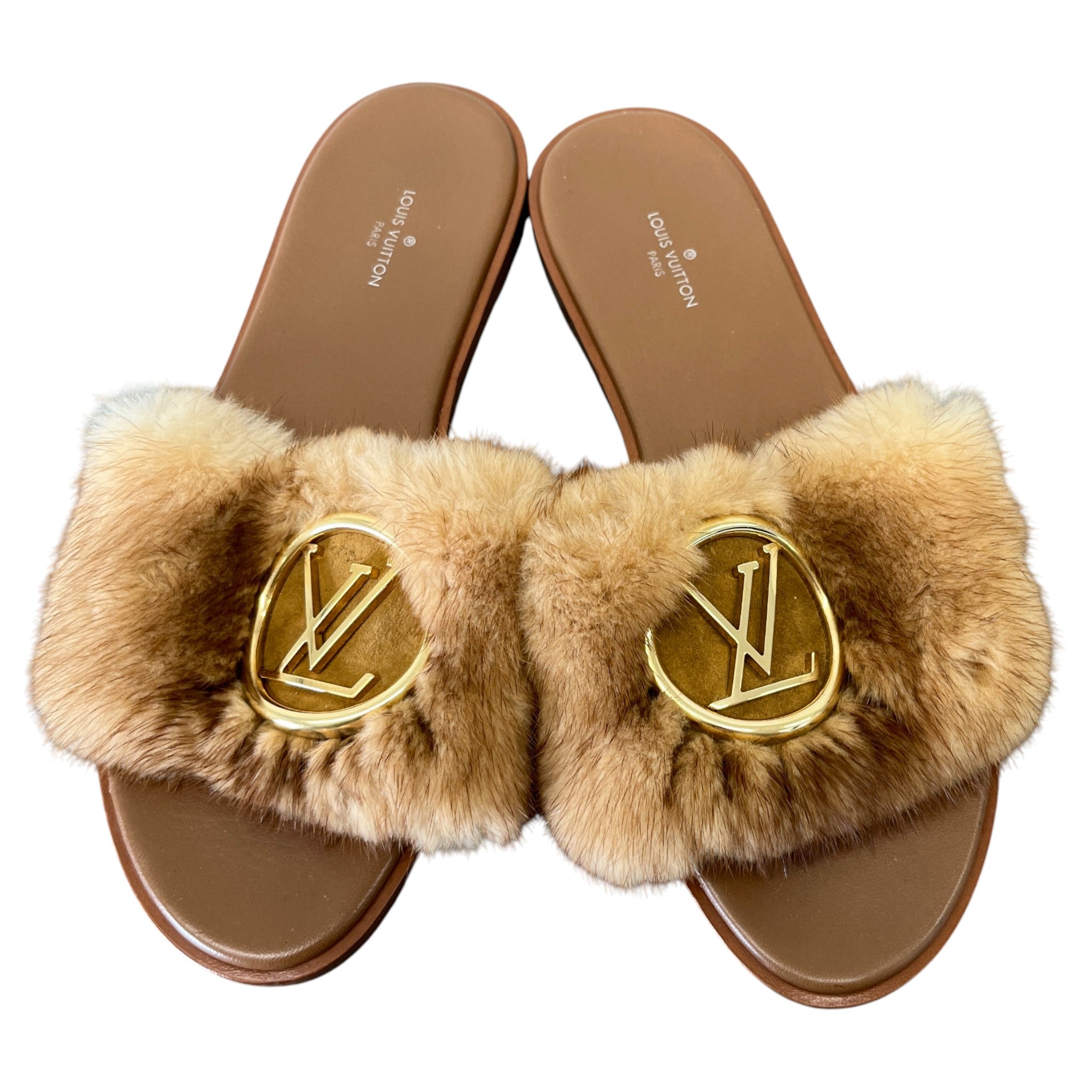 Women's Lock It Mink Fur Sandals Brown Size EU 38 / UK 5