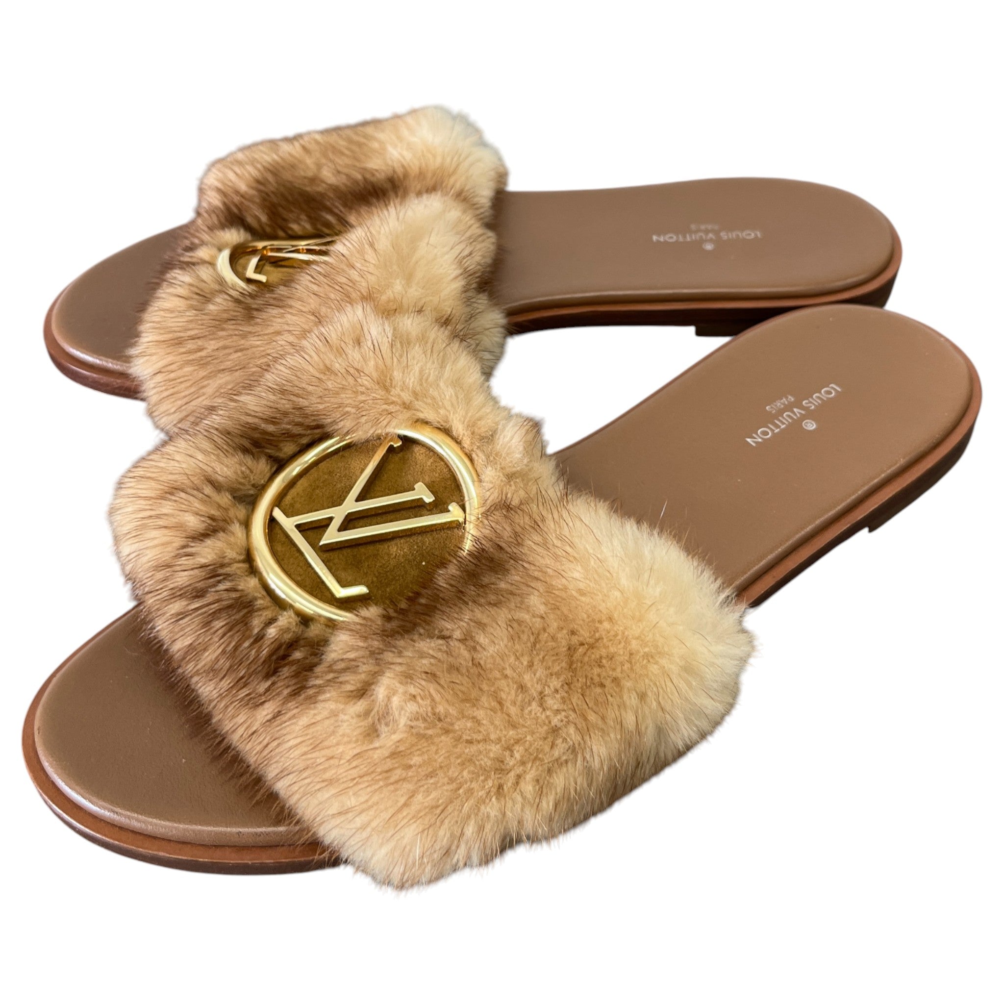 Women's Lock It Mink Fur Sandals Brown Size EU 38 / UK 5