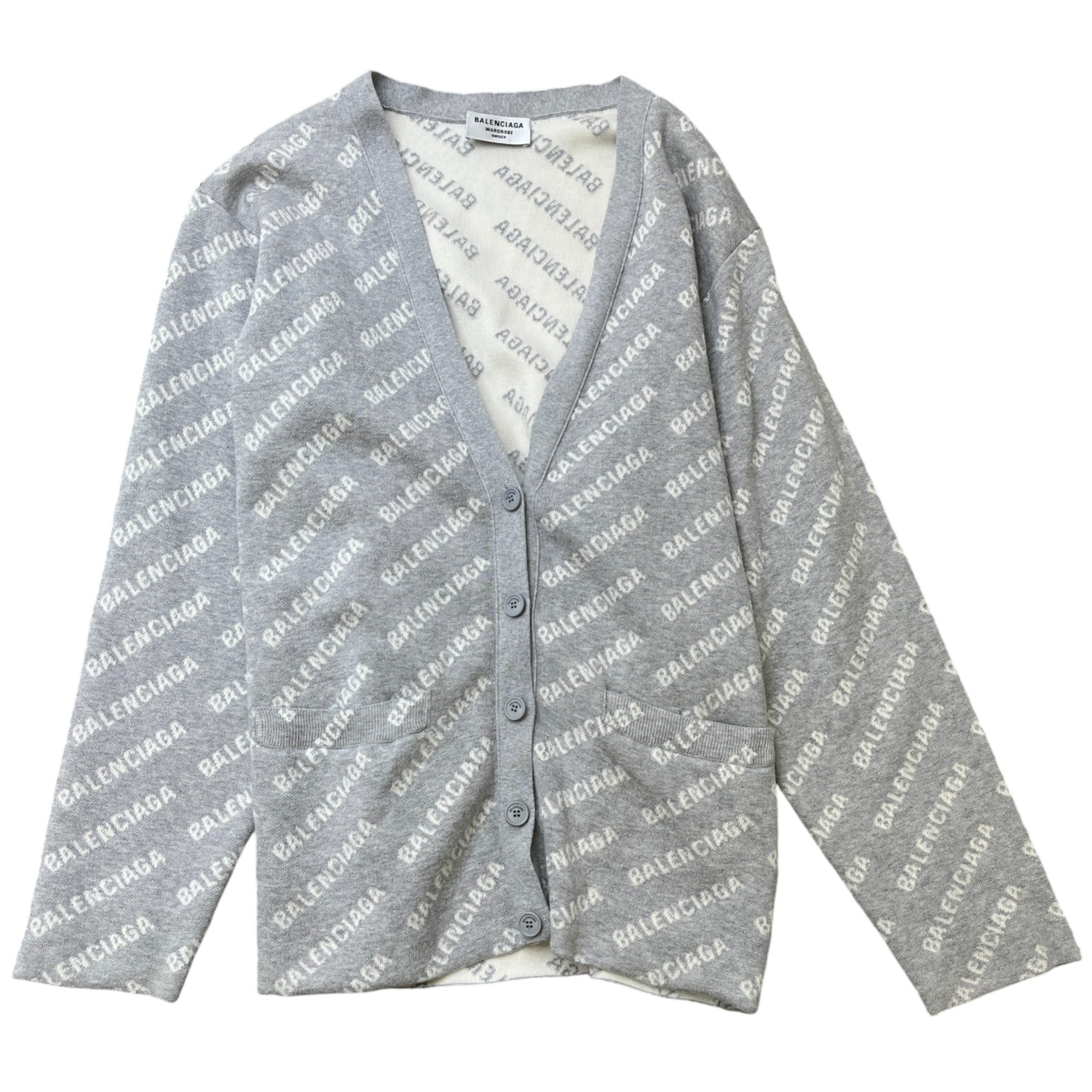 Men's Monogram Print Cardigan Grey Size M
