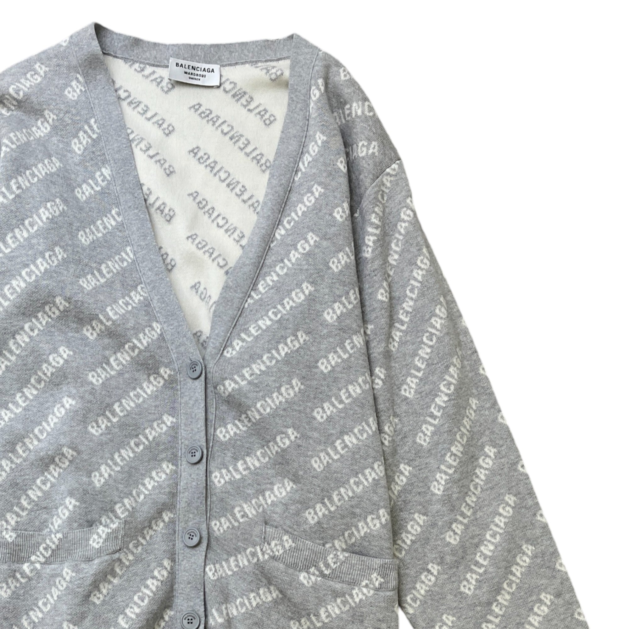 Men's Monogram Print Cardigan Grey Size M