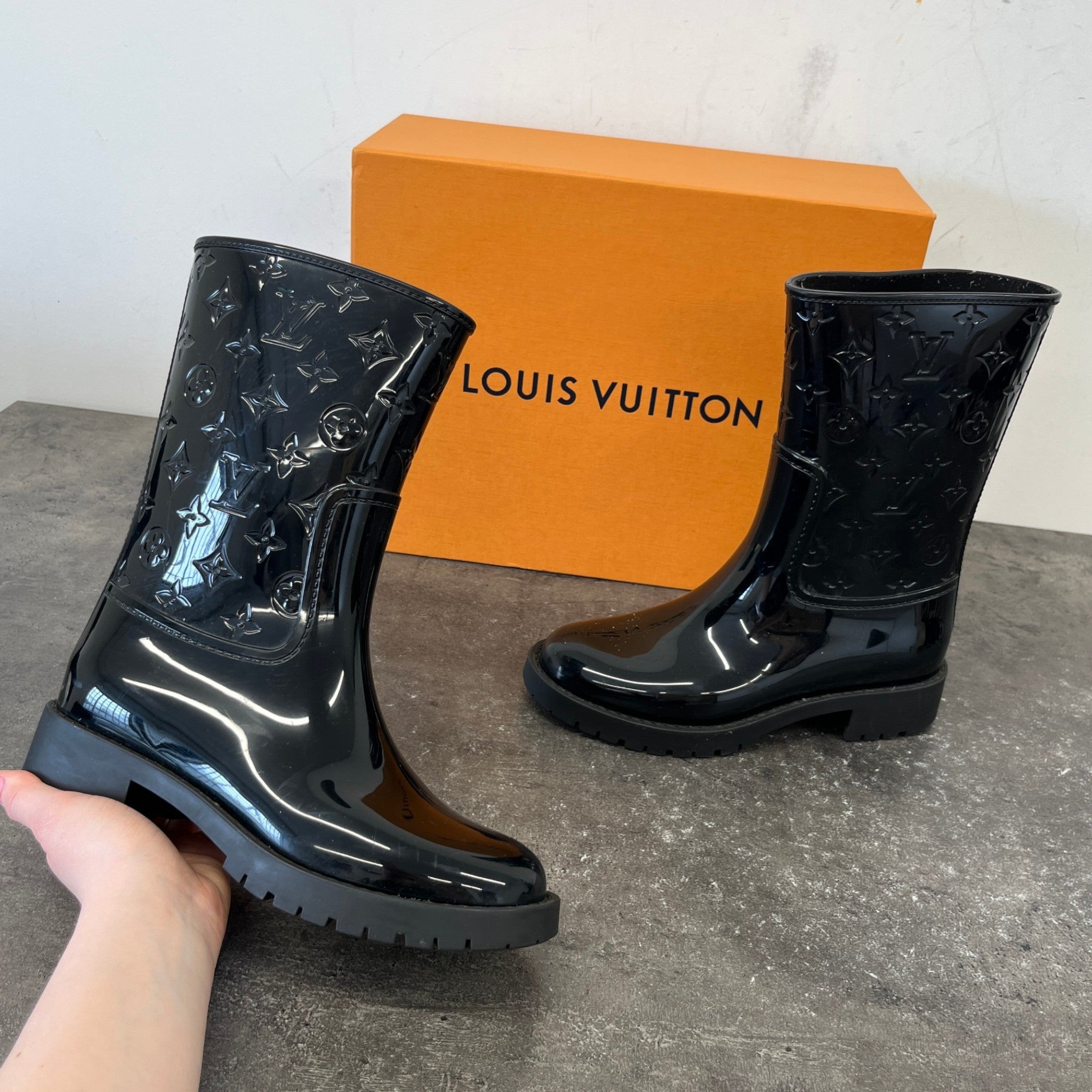 Women's Drops Flat Half Rain Wellies Black Size EU 36 / UK 3