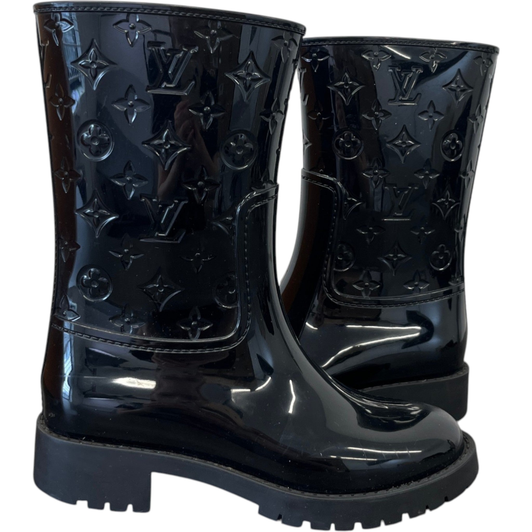 Women's Drops Flat Half Rain Wellies Black Size EU 36 / UK 3